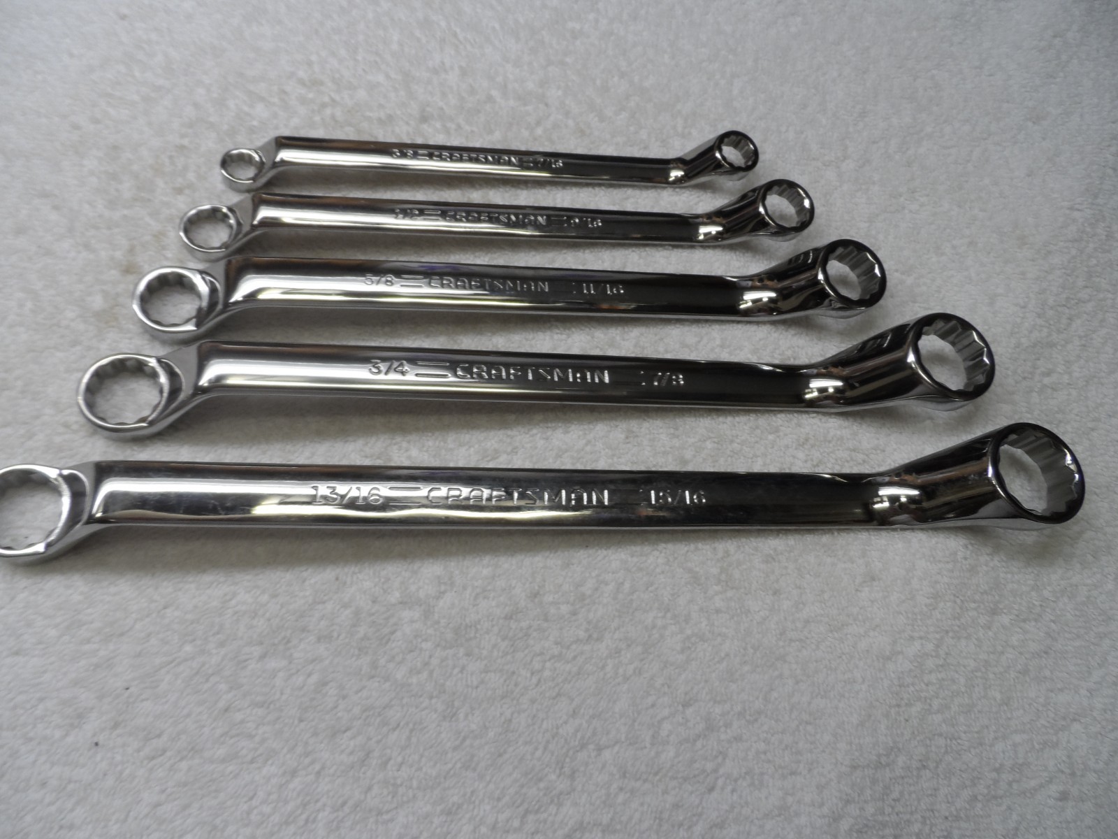 Craftsman Professional USA NOS Deep Offset Full Polish SAE Wrench Set – 5 pcs