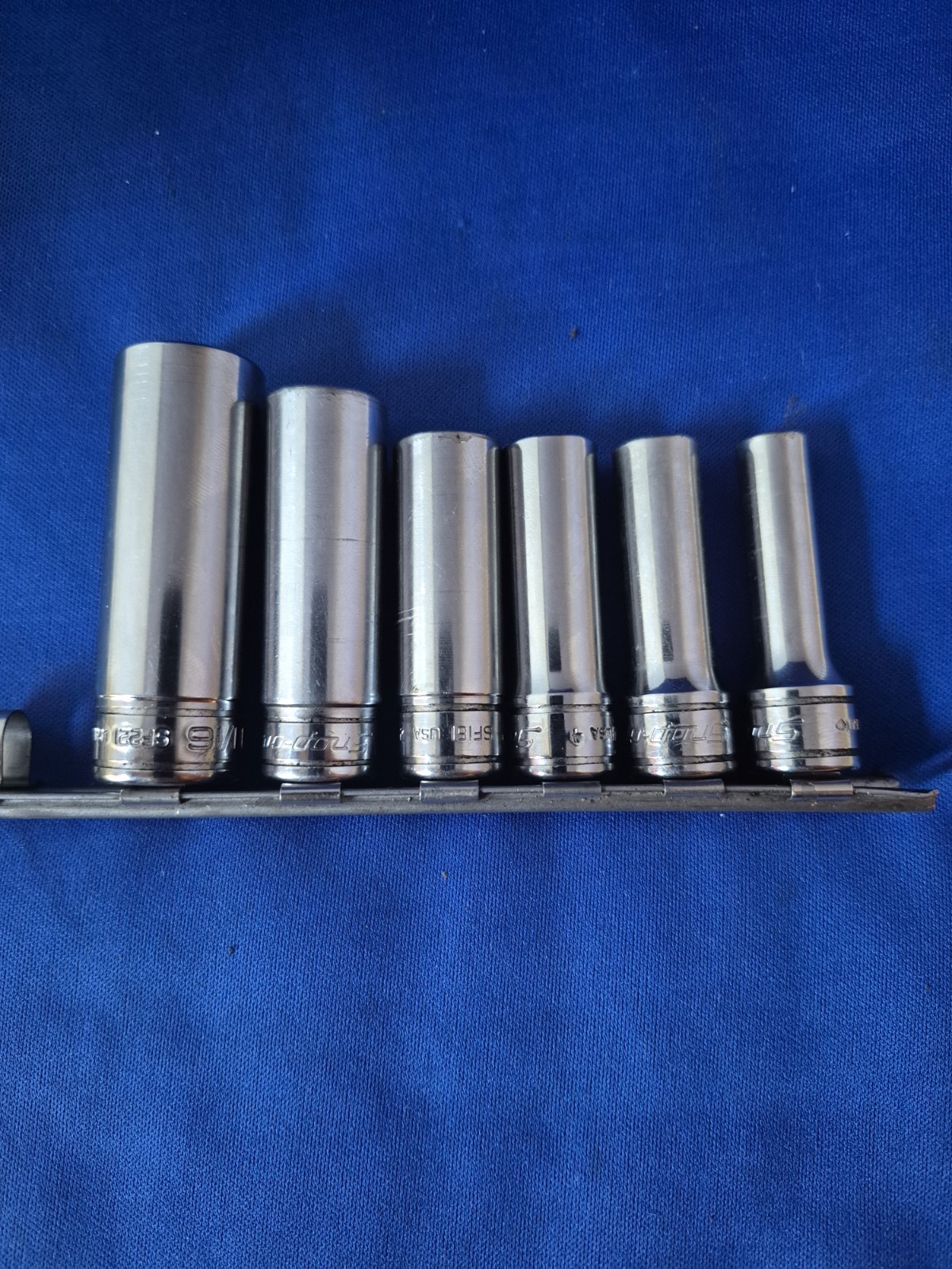 SNAP ON 3/8 DRIVE SAE 12 POINT DEEP SOCKET SET 6 PIECE