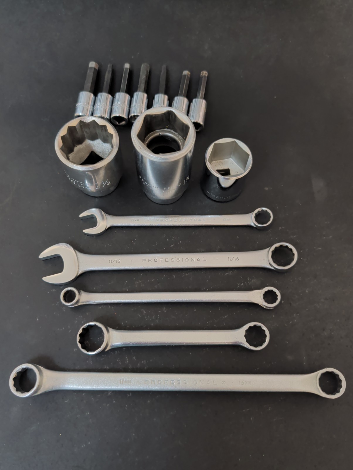 PROTO USA Tool Lot 15pc Wrenches Hex Bit Sockets Large Sockets Mechanic