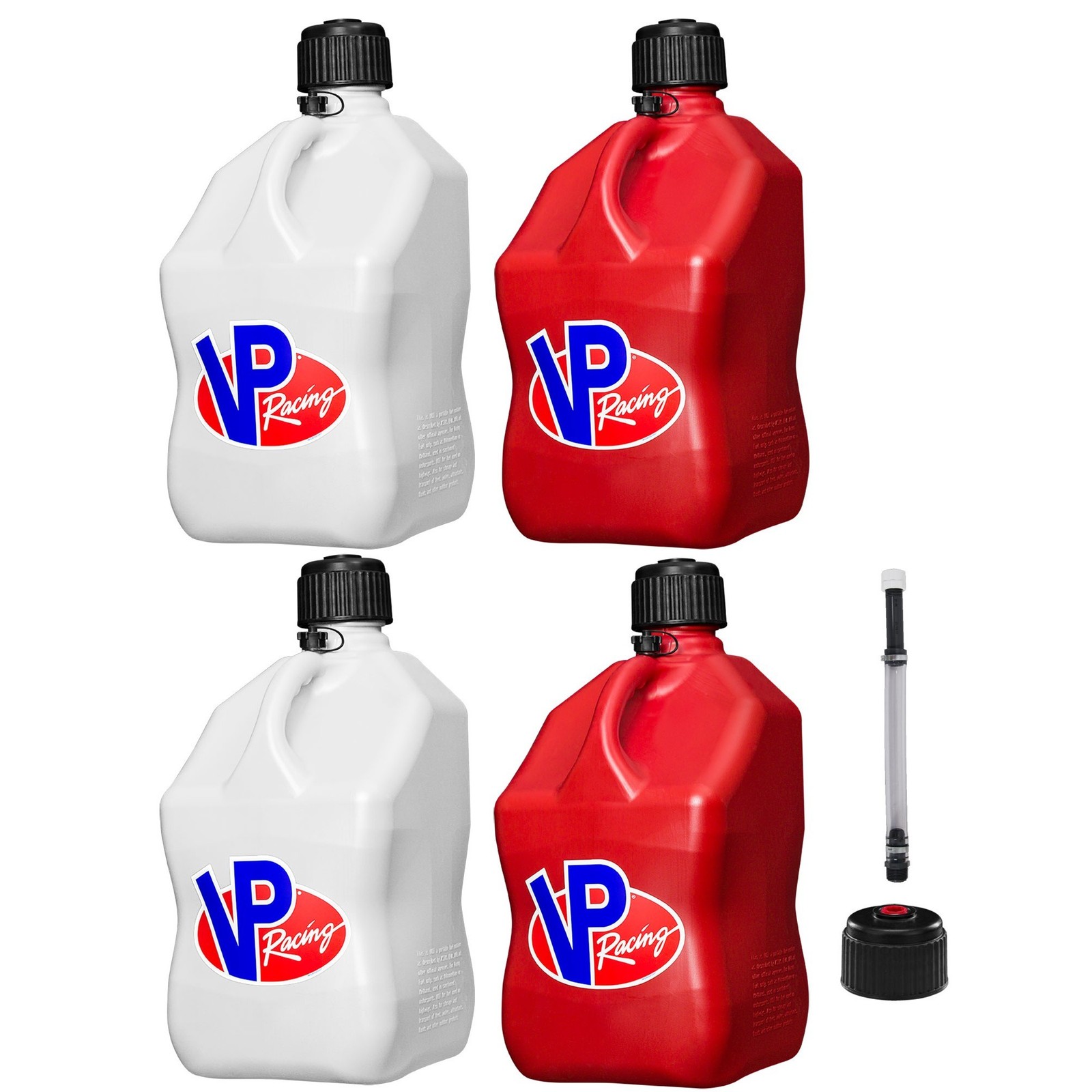 VP Racing Fuel Jug 5 Gallon Whitex2 and Redx2 – With Spare Cap and Filler Hose