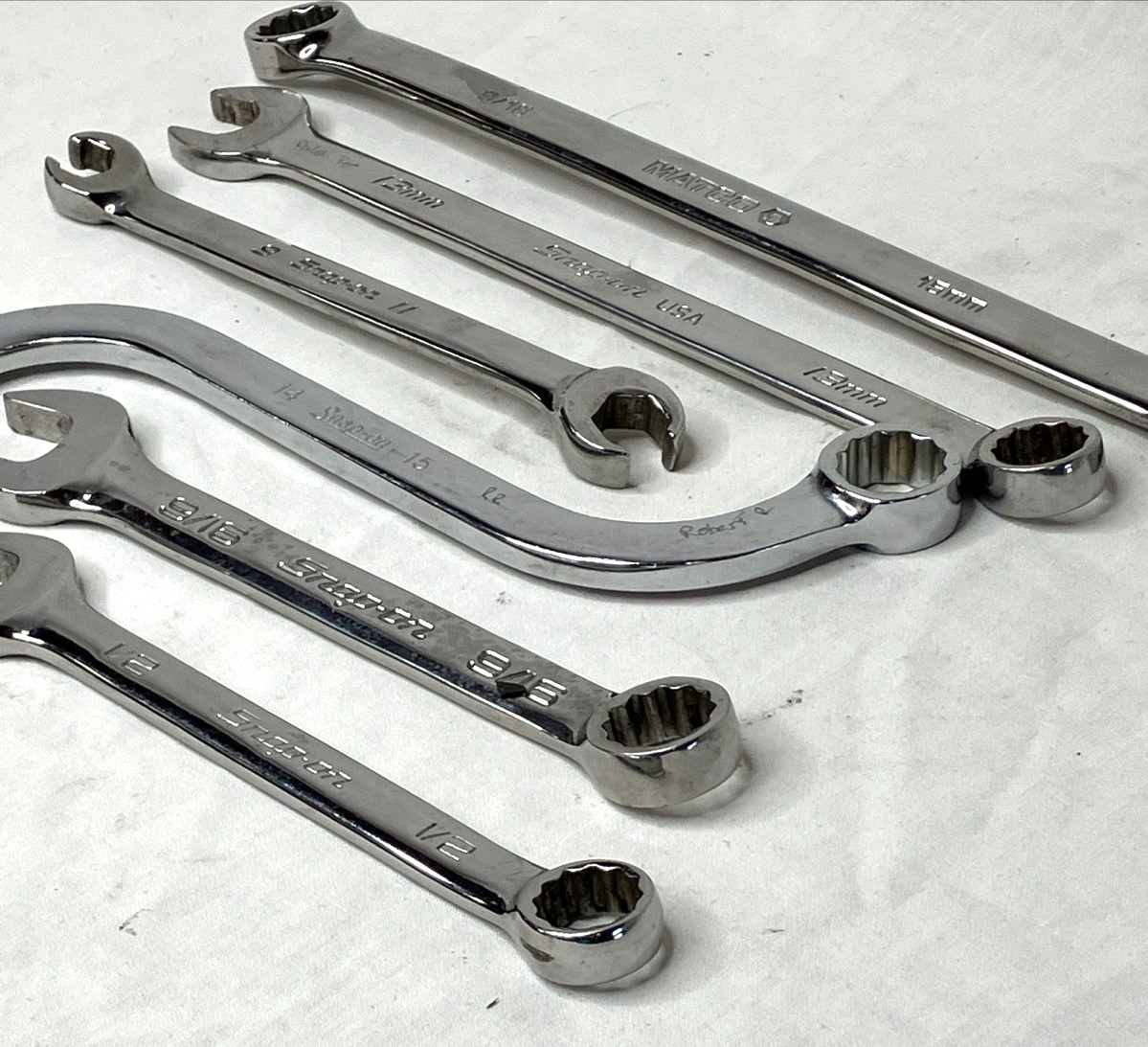 Snap-On Wrench Lot SAE & Metric 1/2 9/16 9/16 11mm 13mm + Matco 15mm