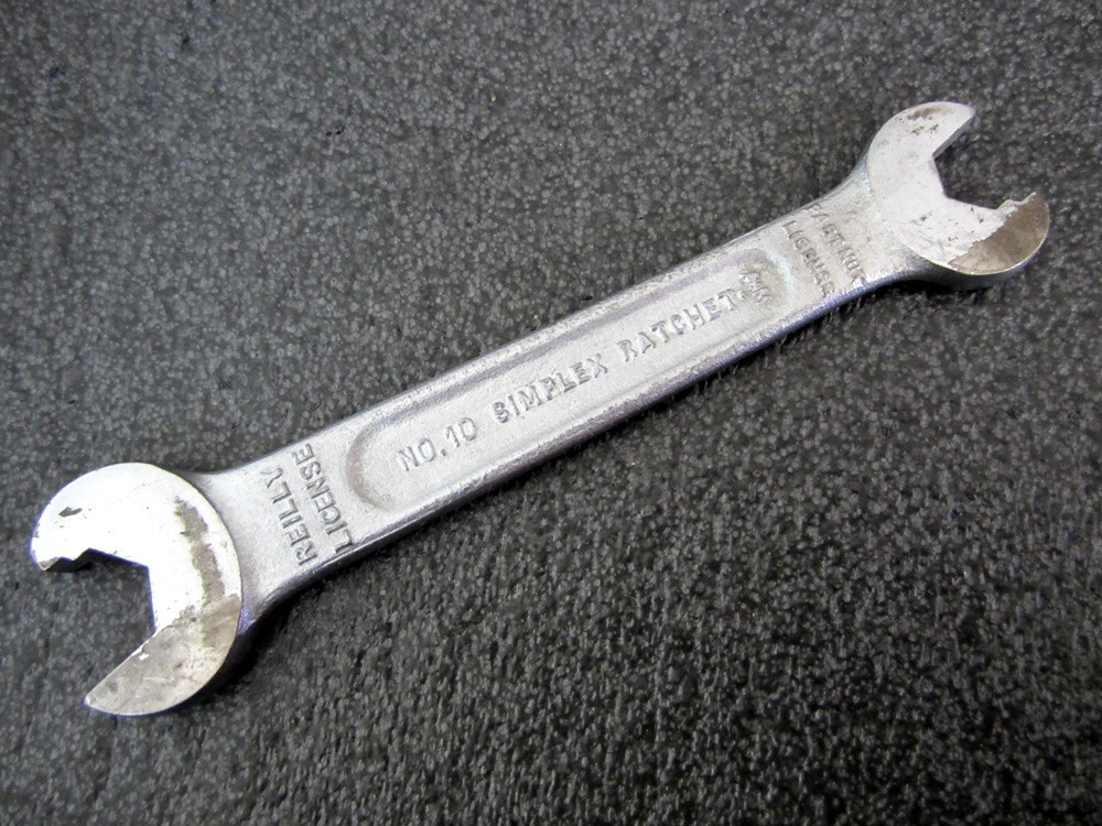 Antique Simplex No. 10 Ratchet Action Open End Wrench Frank C Reilly NY USA