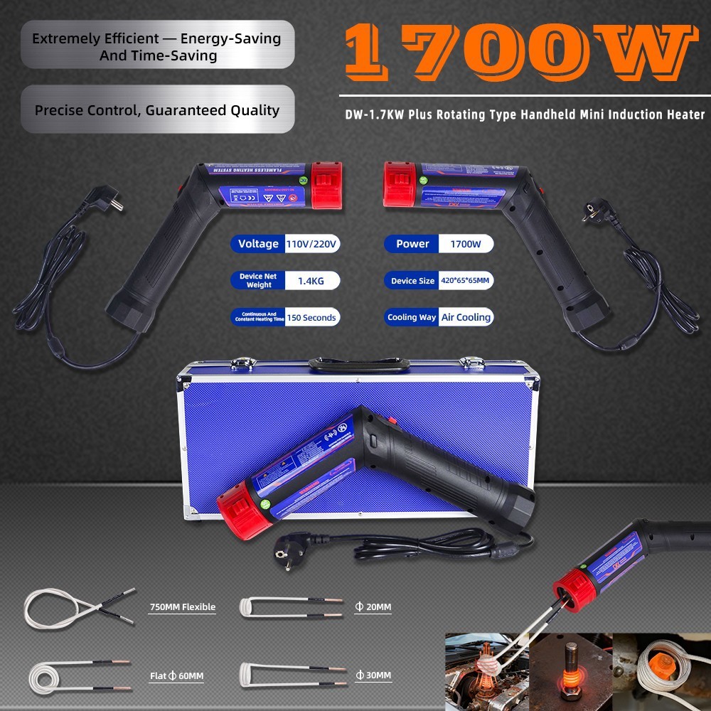 1700W Magnetic Induction Heater Kit Bolt Remover Flameless Heat Tool Free Coils