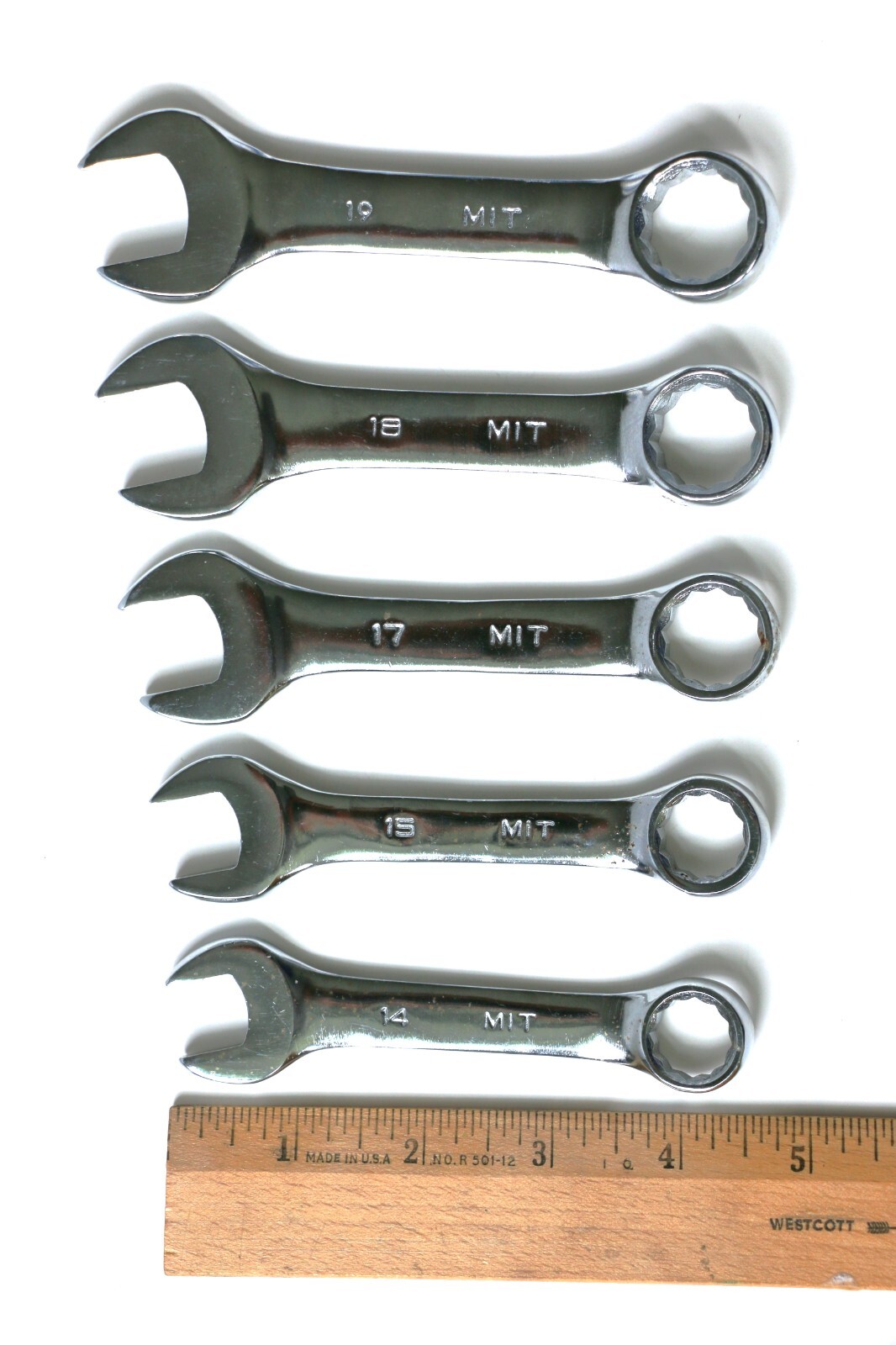 5 MIT STUBBY METRIC COMBINATION WRENCHES