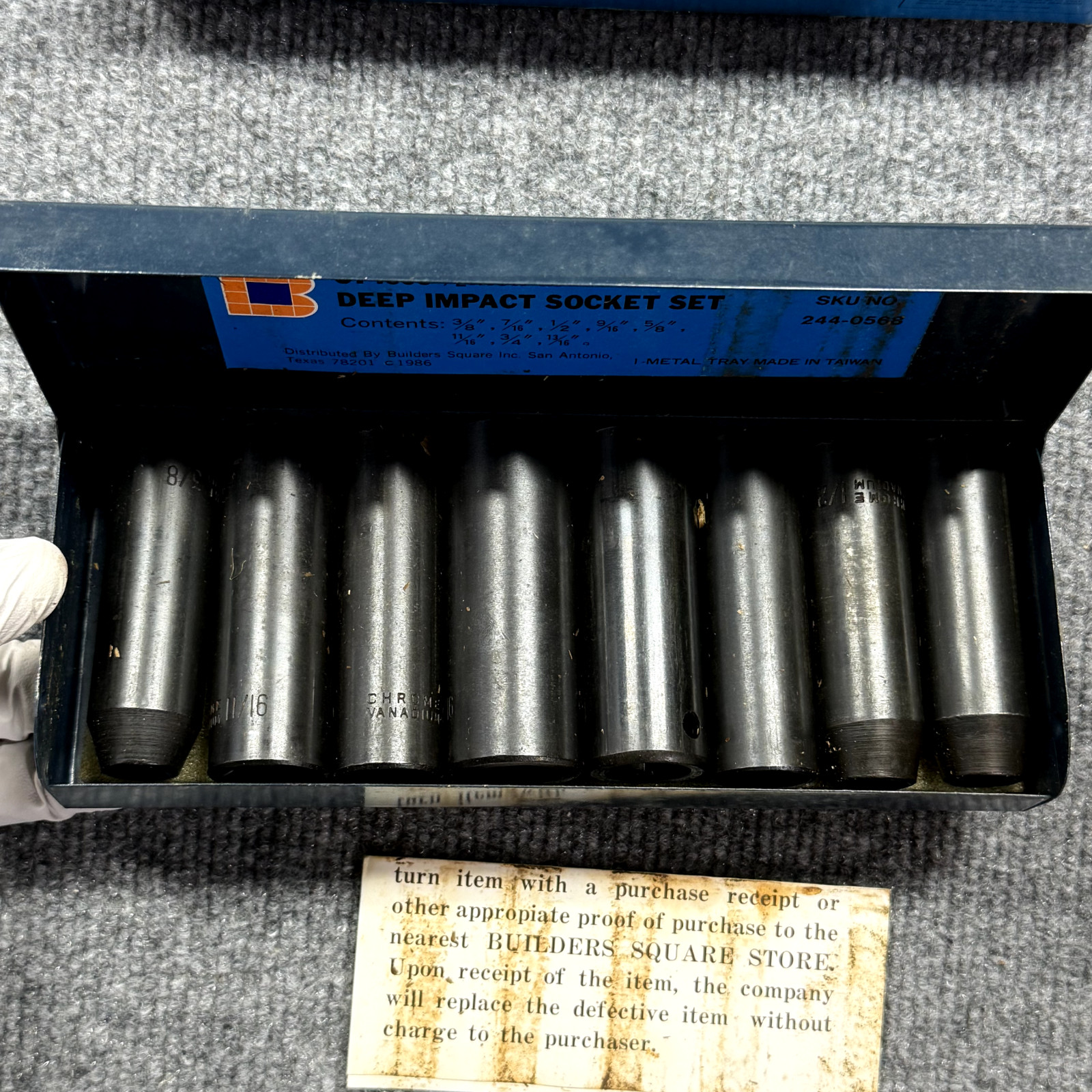 9-Piece 1/2″ Drive Deep Impact Socket Set Made In Taiwan Industrial Quality NEW