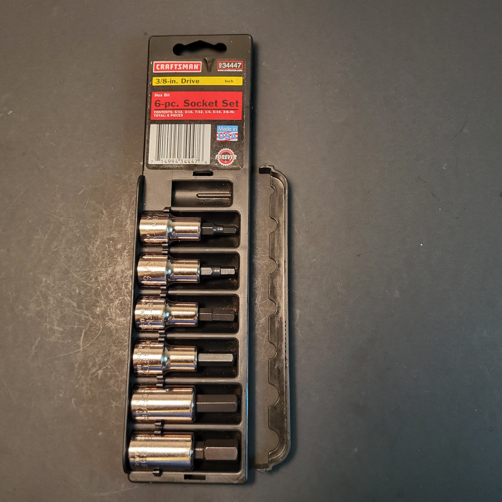 Craftsman USA 6 pc hex socket set 3/8” drive excellent condition 5/32”-3/8” 3444