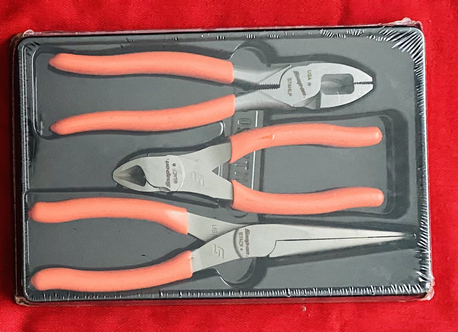 Snap On Pliers Set- PLR300 Orange- 3pc Pliers Clutter Brand New!