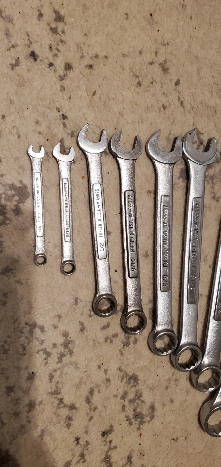 Craftsman Wrenches 44 Series Made In The Usa 1″-15/16-7/8-3/4-11/16-5/8-9/16-1/2