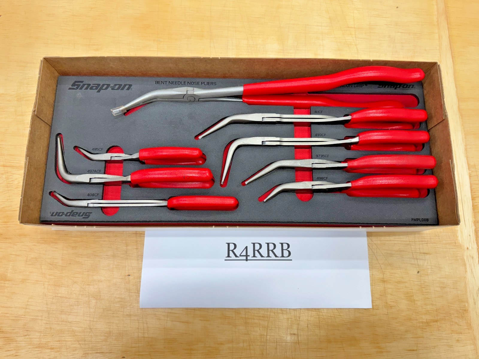Snap-on Tools USA NEW RED 8pc Master Bent Needle Nose Pliers Foam Set PLBN800FR