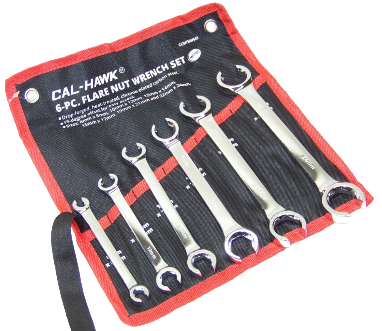 6pcs Flare Nut Wrench 6, 8, 10, 12, 13, 14, 15, 17, 19, 21, 22, 24 Metric set