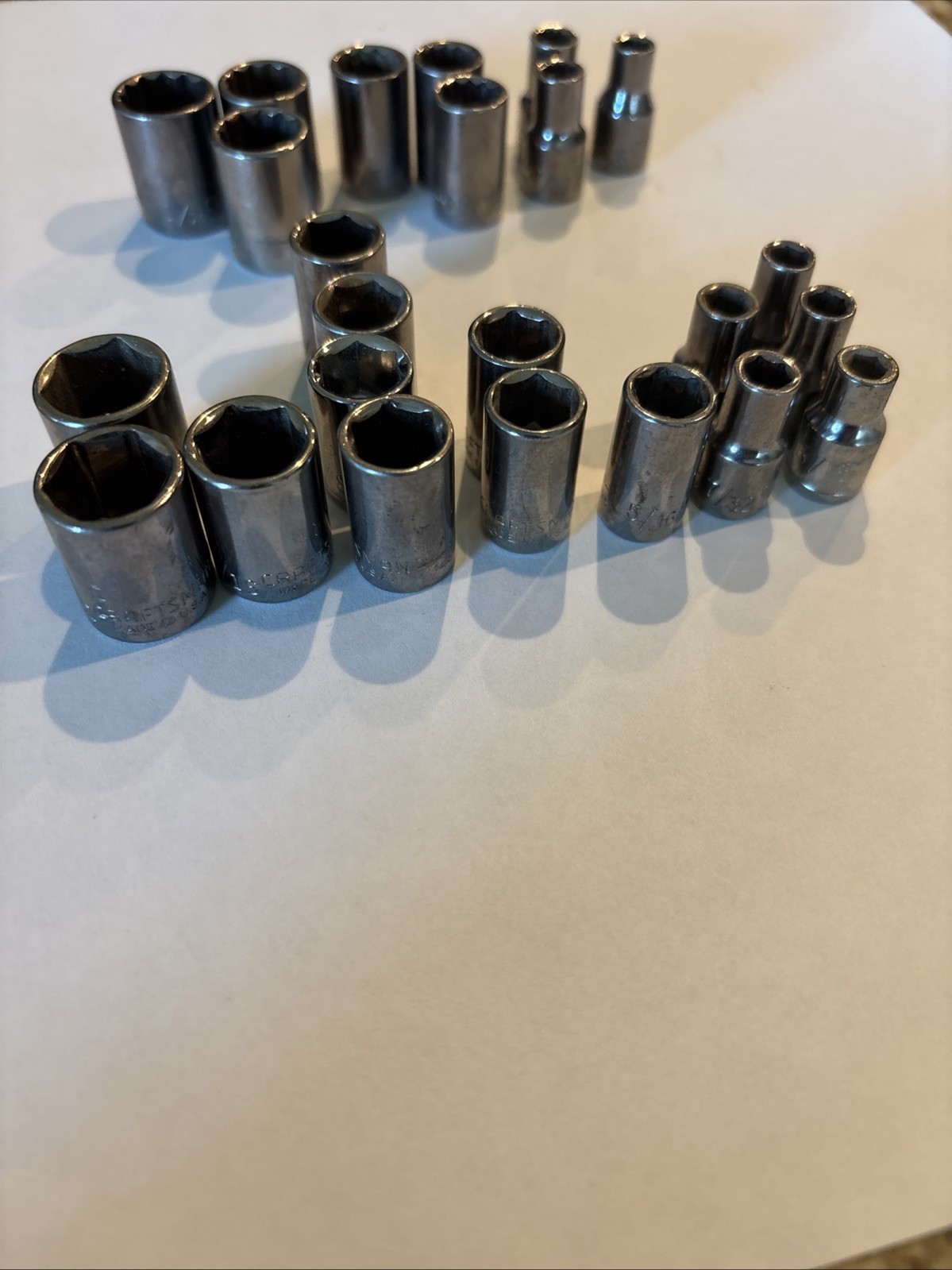 Craftsman 1/4 Drive 24 Piece 6 & 12 Pt SAE Loose Sockets, Size In Descriptions