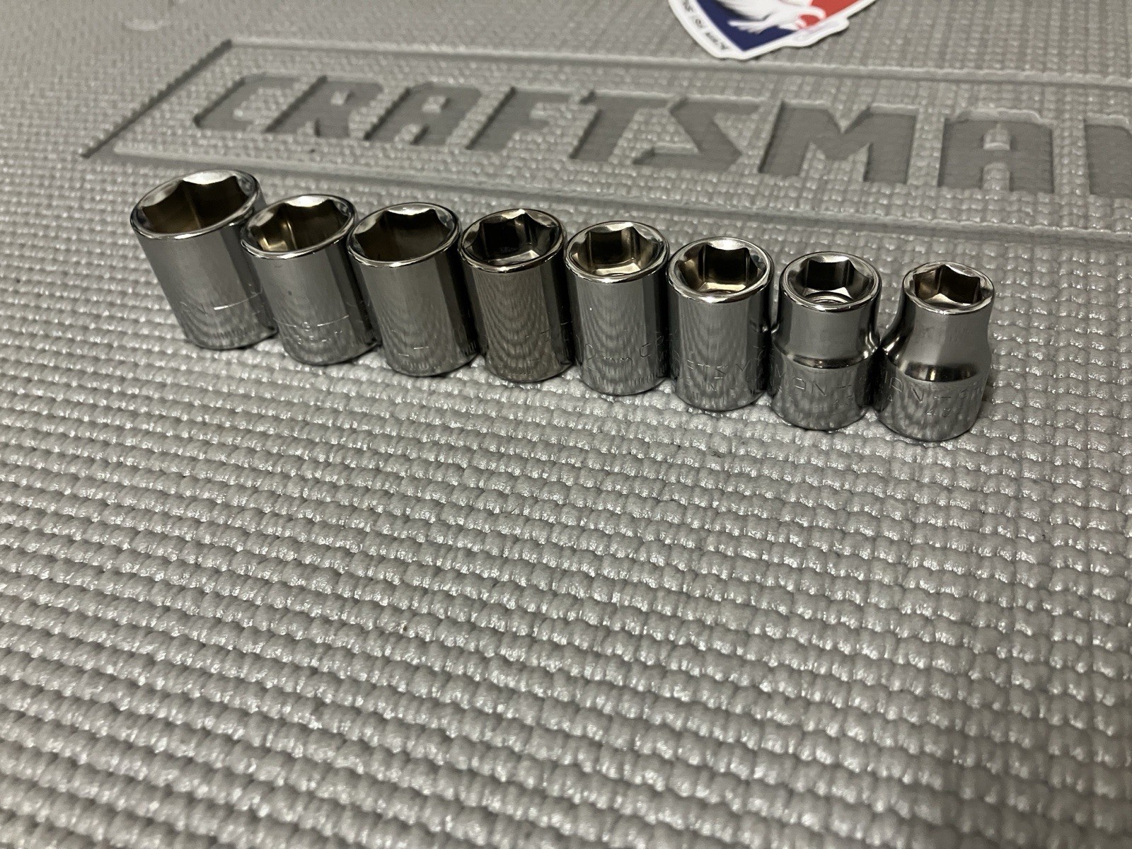 NOS Sears Craftsman 8pc 3/8” Drive 6pt Metric Socket Set 34419 USA Metal Case