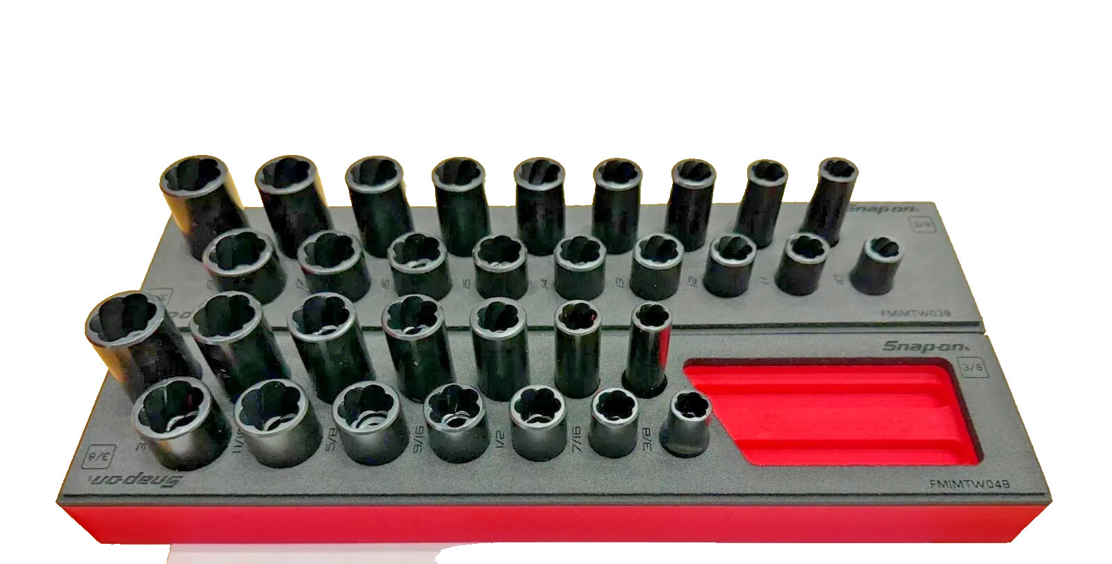 Snap-On Tools RED 32pc 3/8″ Drive Master Twist Impact Socket Foam Set USA NEW