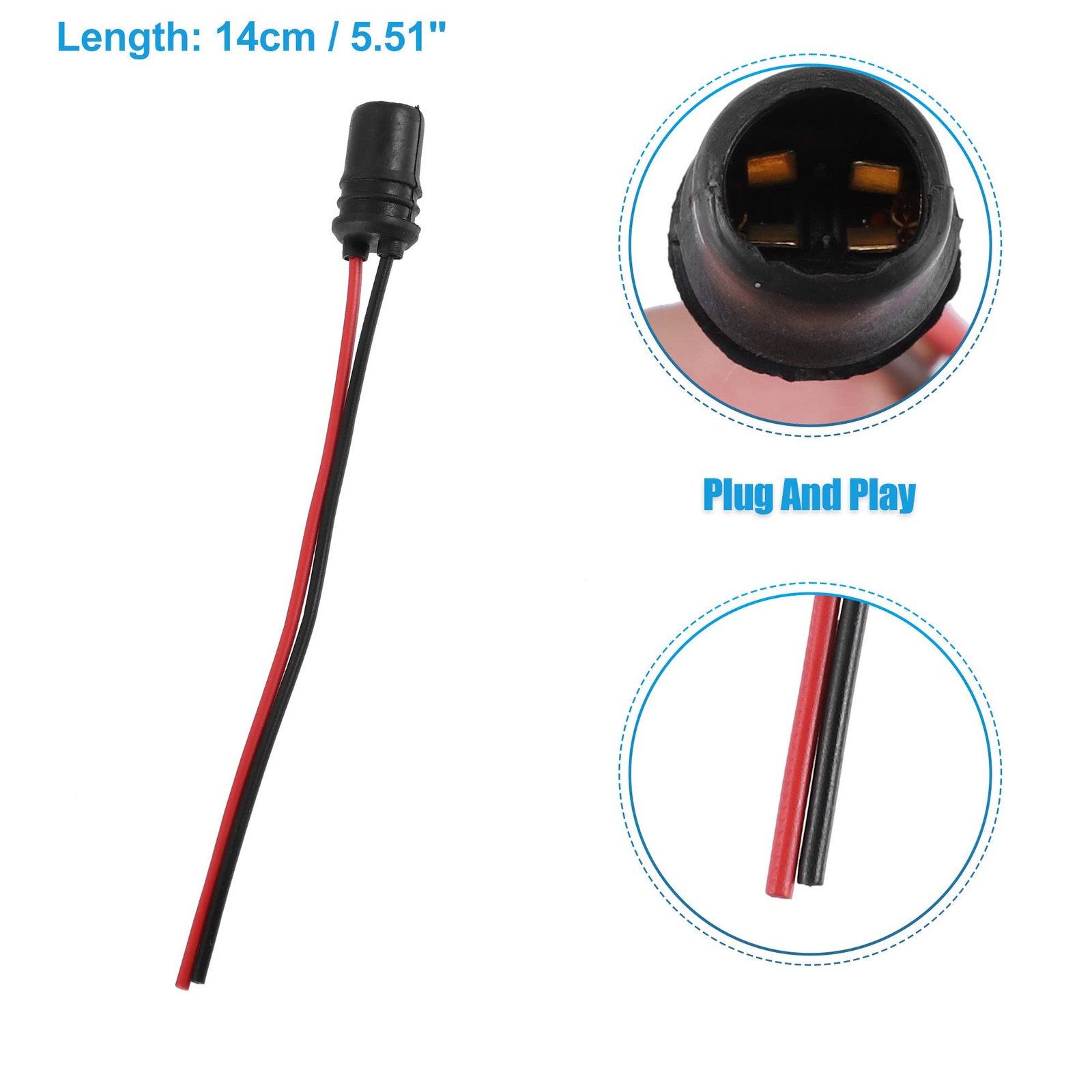 X AUTOHAUX 10pcs Car T10 194 Round Pre Wired Harness Female 5.51″, Black