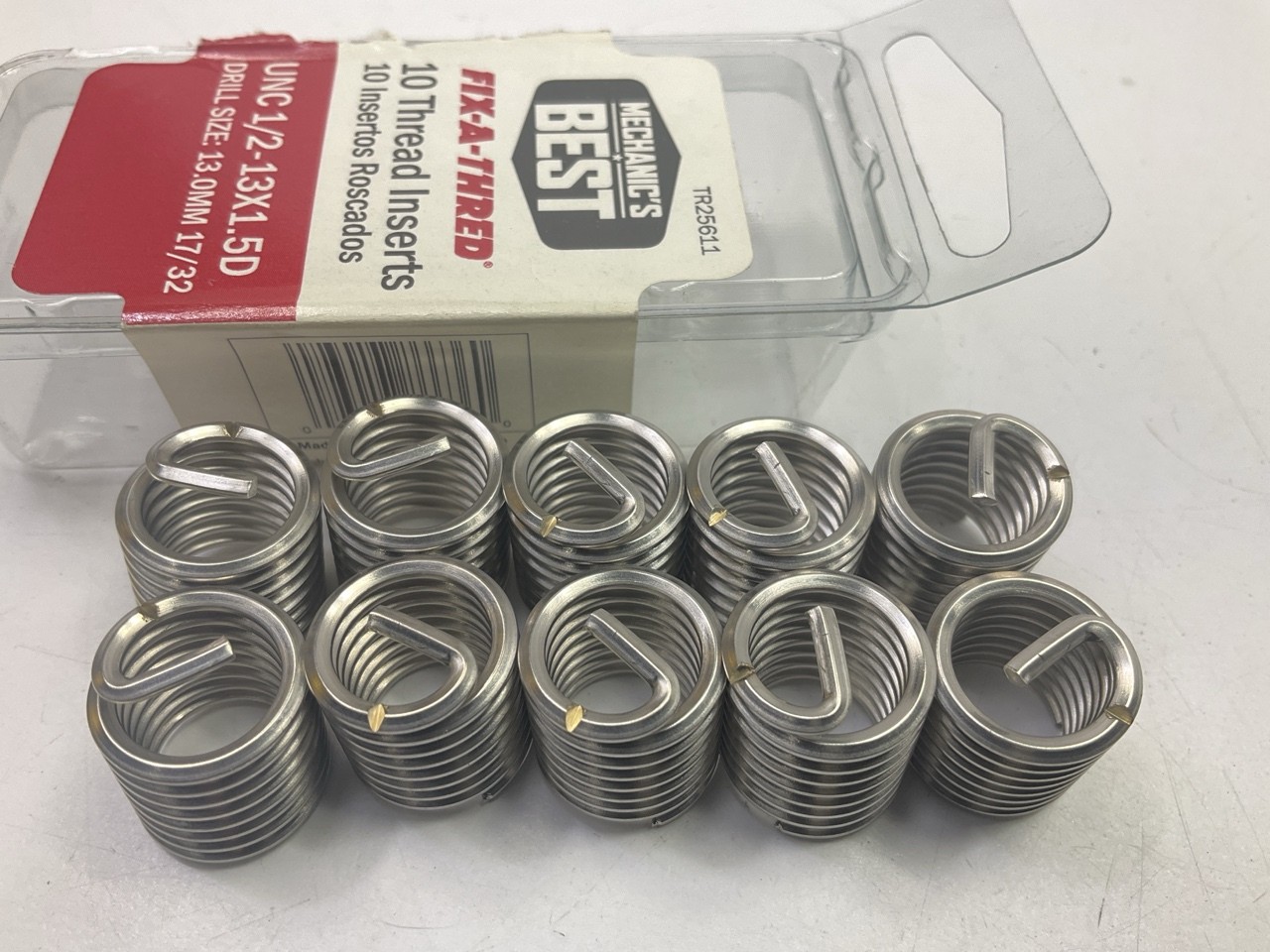 Mechanics Best TR25611 1/2 Inch Fix-A-Thread Inserts – 10 / Pack