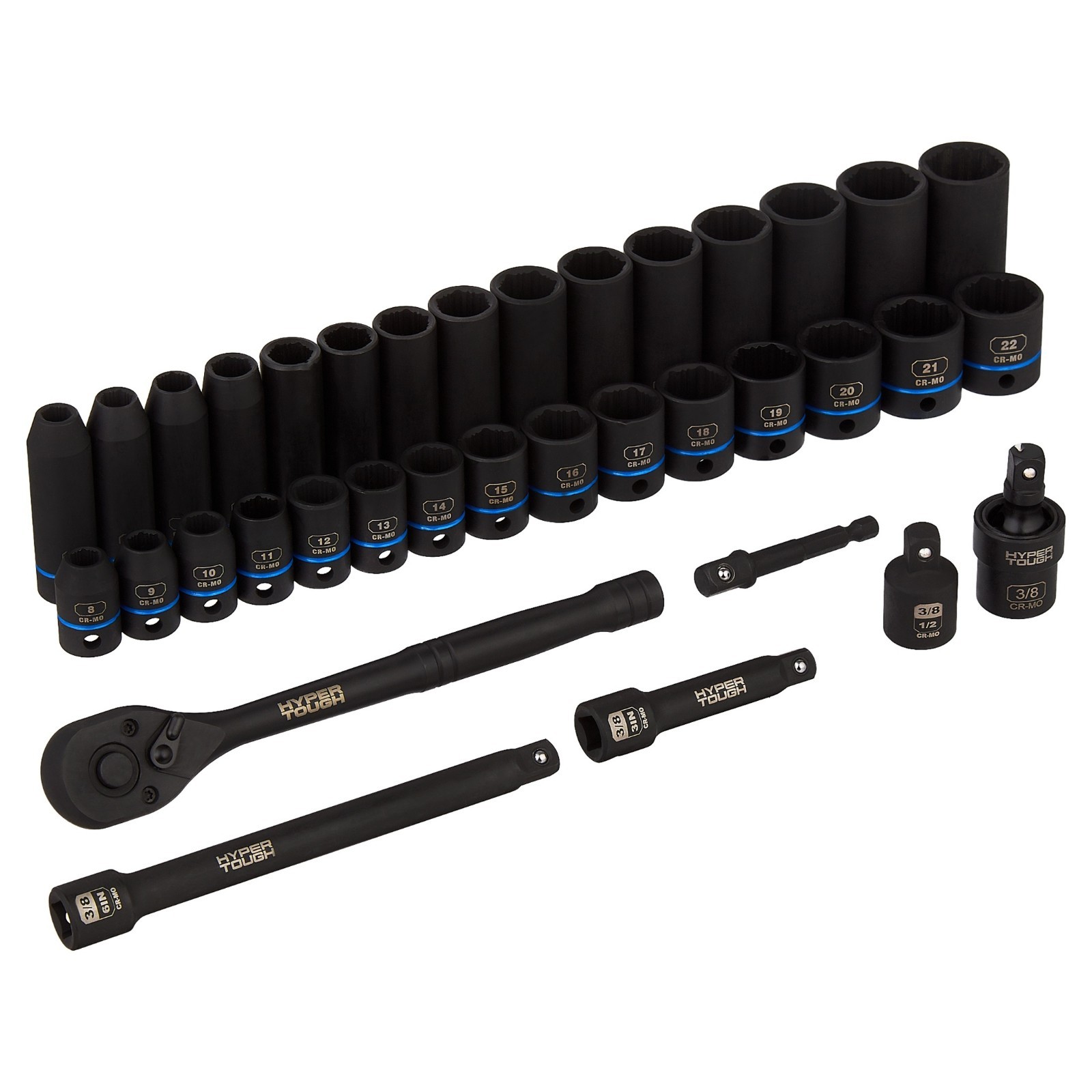 36-Piece 3/8-inch Drive Metric CRMO Impact Socket Set (mm)