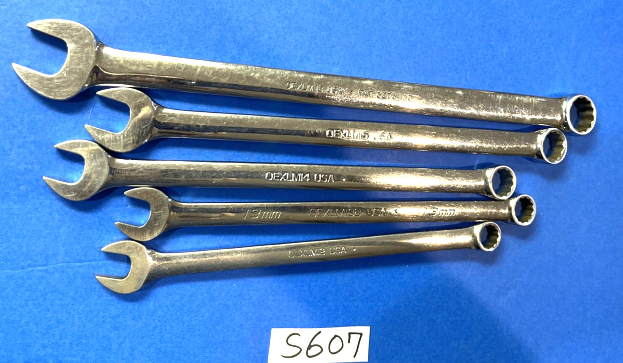 SNAP-ON TOOLS 5 PIECE METRIC EXTRA LONG COMBINATION WRENCHES 12mm 13, 14, 15, 18
