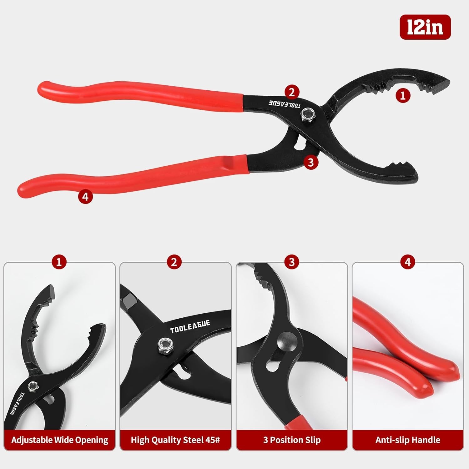 12″ Adjustable Oil Filter Pliers, Adjustable Oil Filter Wrench Removal Tool