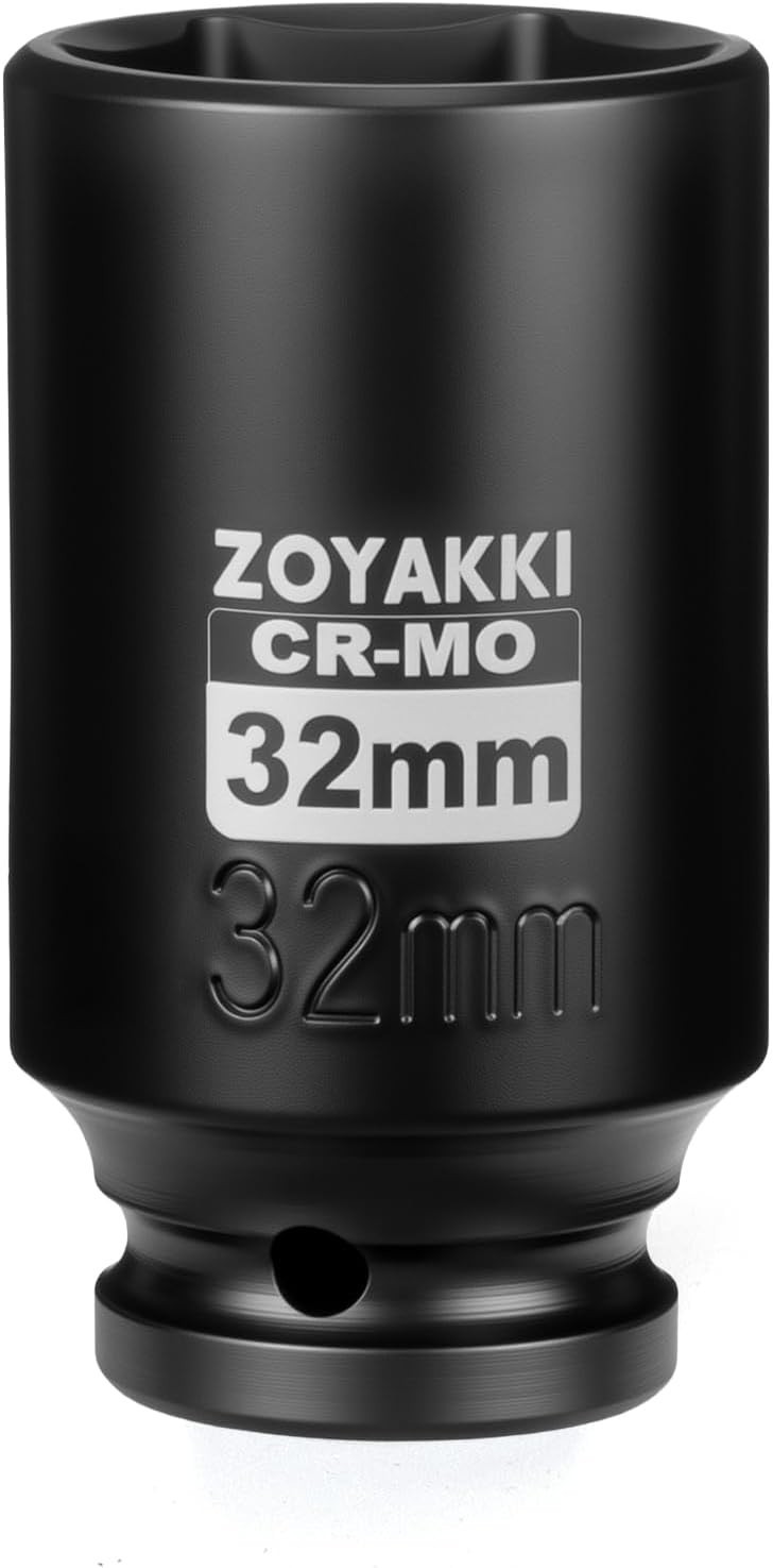 Pro Quality 1/2″ Drive 32mm 6PT Deep Impact Socket – Corrosion-Resistant CR-MO