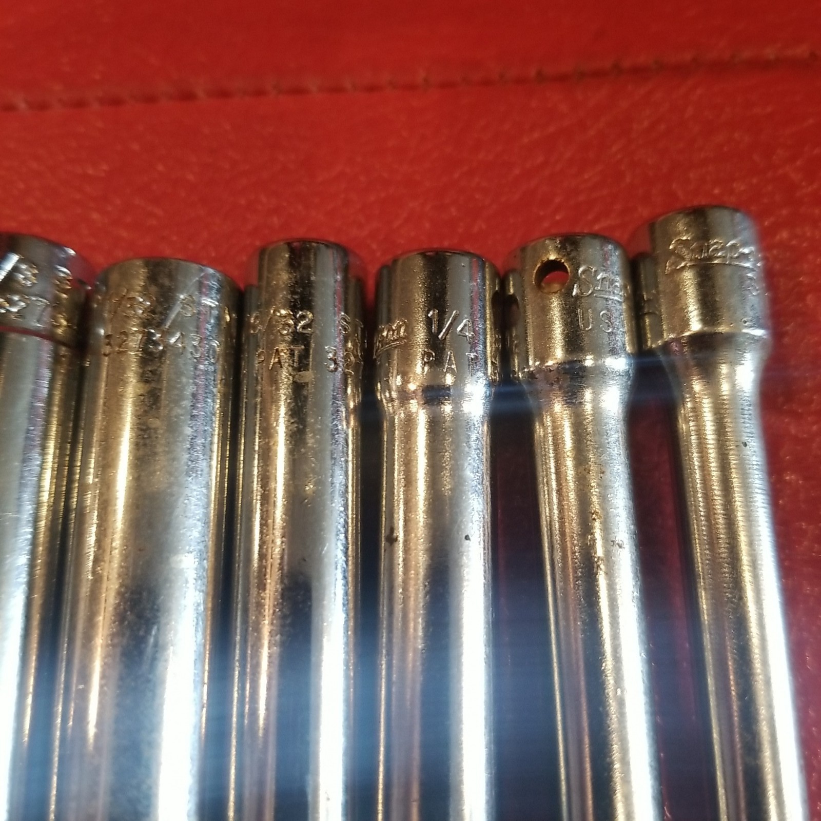 Snap-On 1/4 Drive 6Pt SAE Deep Socket STM* Set. Missing 11/16 & 7/16. 8 Pieces