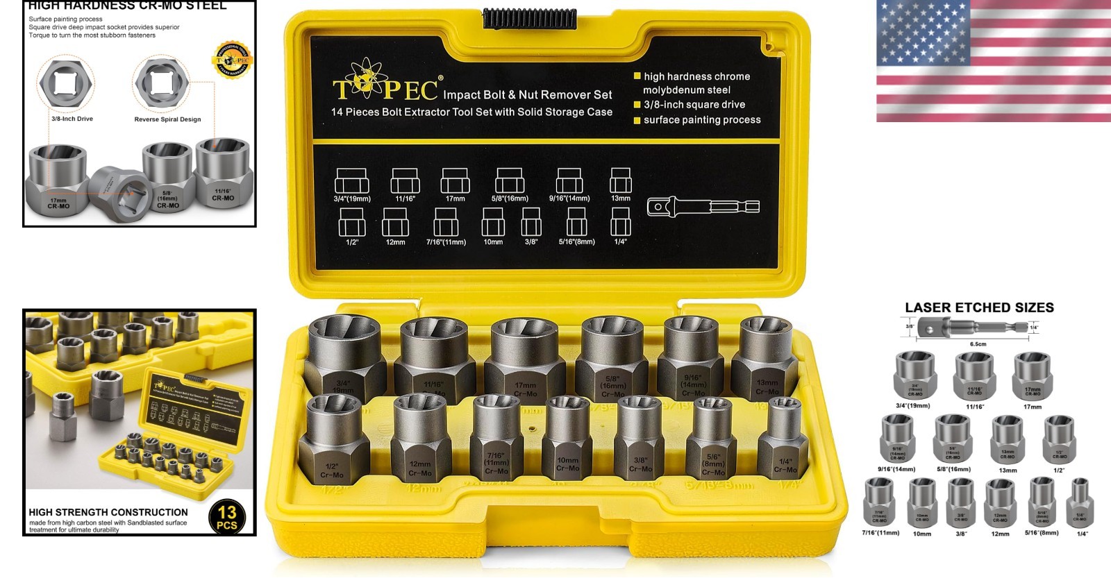 13+1 Piece Impact Bolt & Nut Remover Set