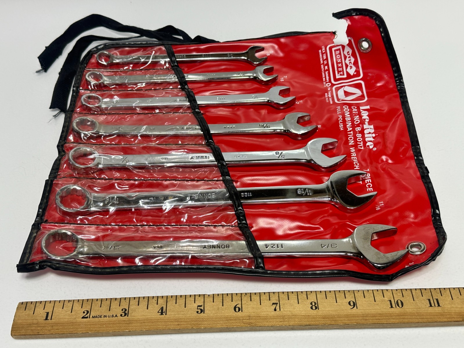 🇺🇸 BONNEY Tools USA 7pc 12-Point SAE 3/8-3/4″ Combination Wrench Set, B-80717