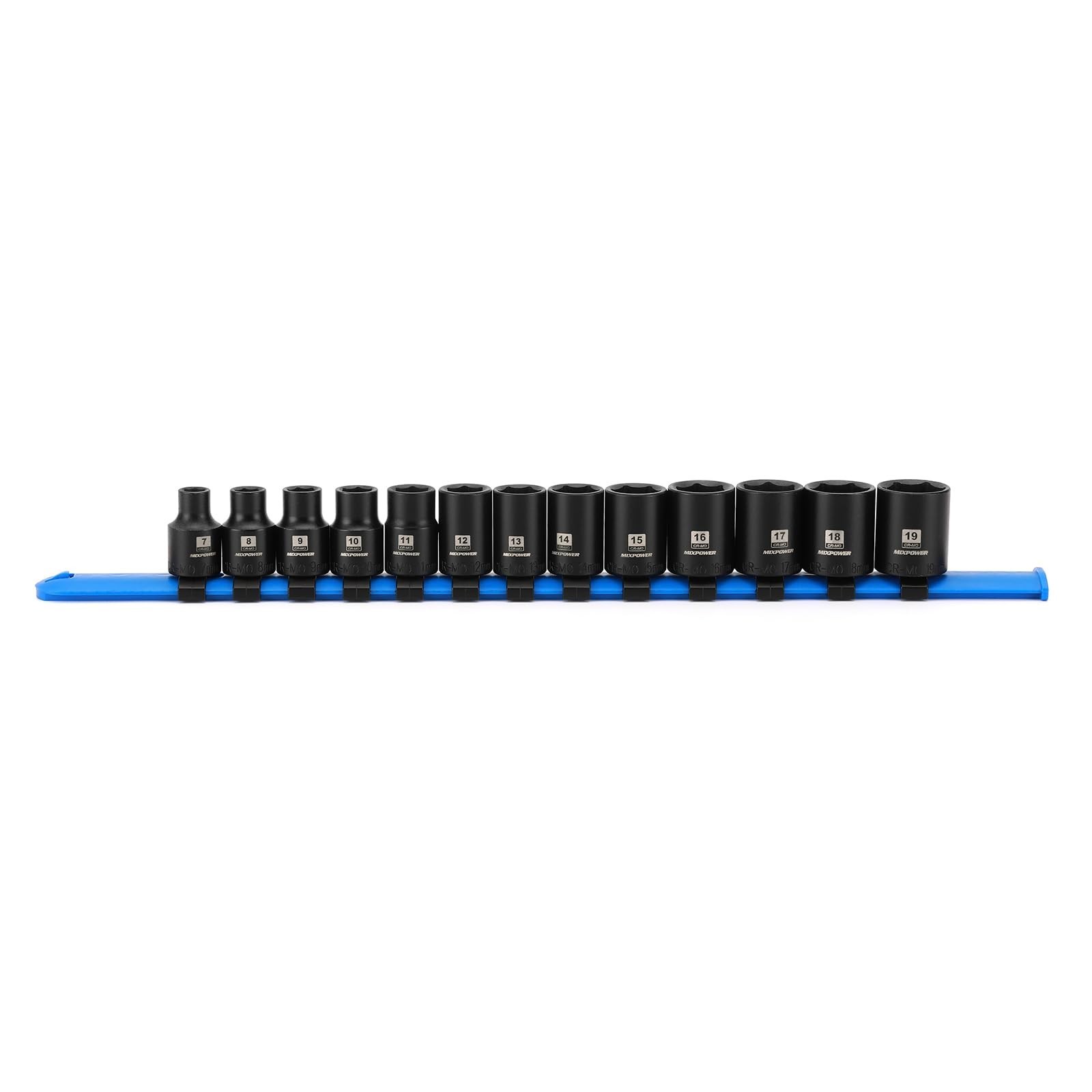 13-Piece 3/8″ Drive Magnetic Impact Socket Set, 6 Point Metric 7-19mm, Storage R
