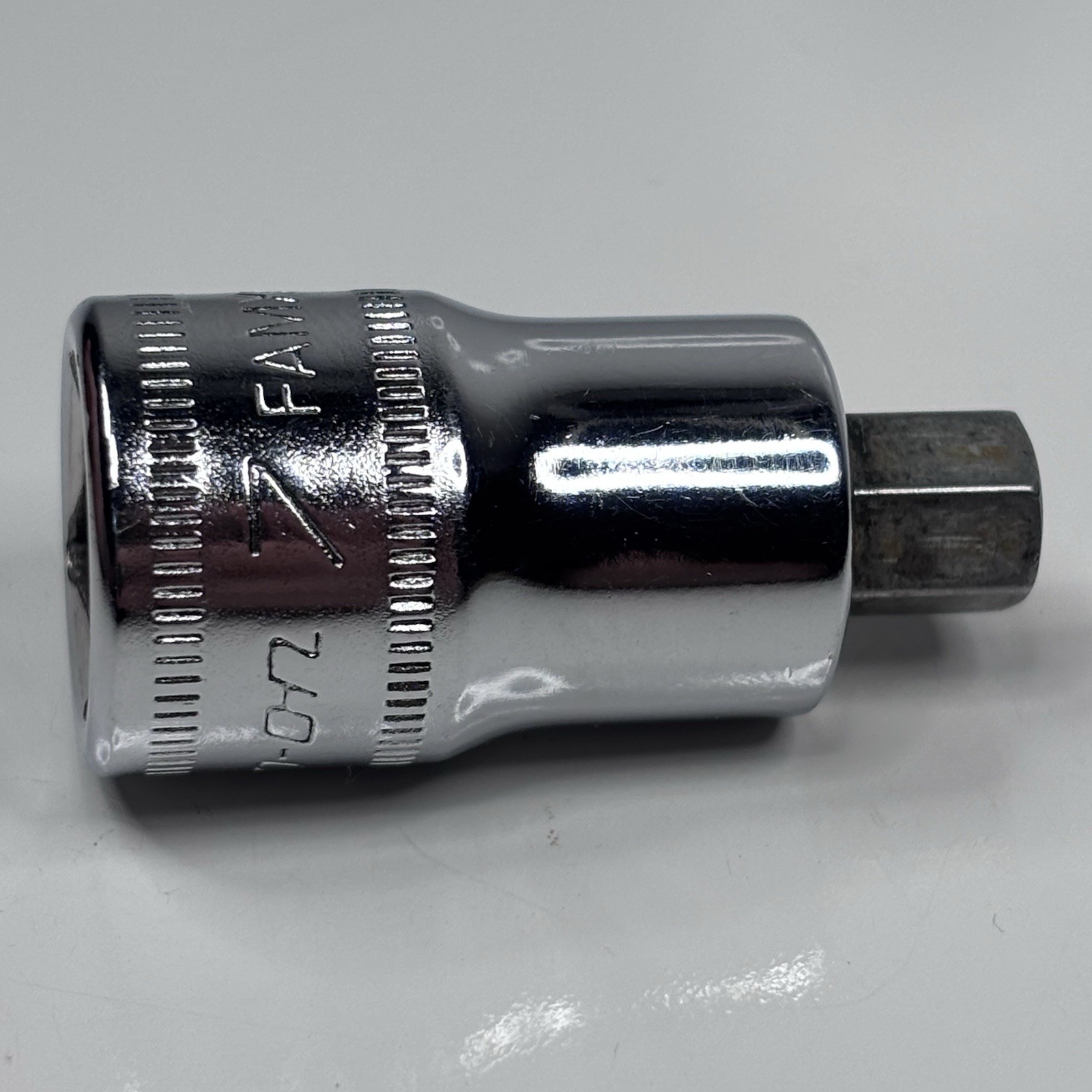 Snap On Tools FAMXS7E 3/8 Dr Metric 7mm Stubby Hex Socket Driver USA 2002 VGC