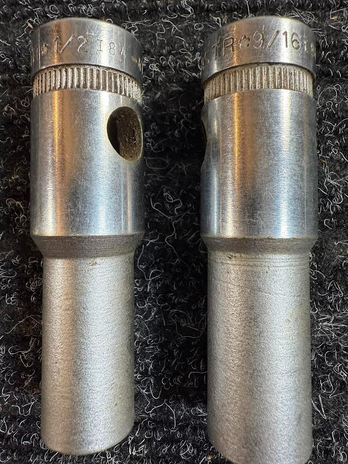 Two WARDMASTR 12 Point Deep Well Sockets 1/2″ Drive, 1/2″ and 9/16″