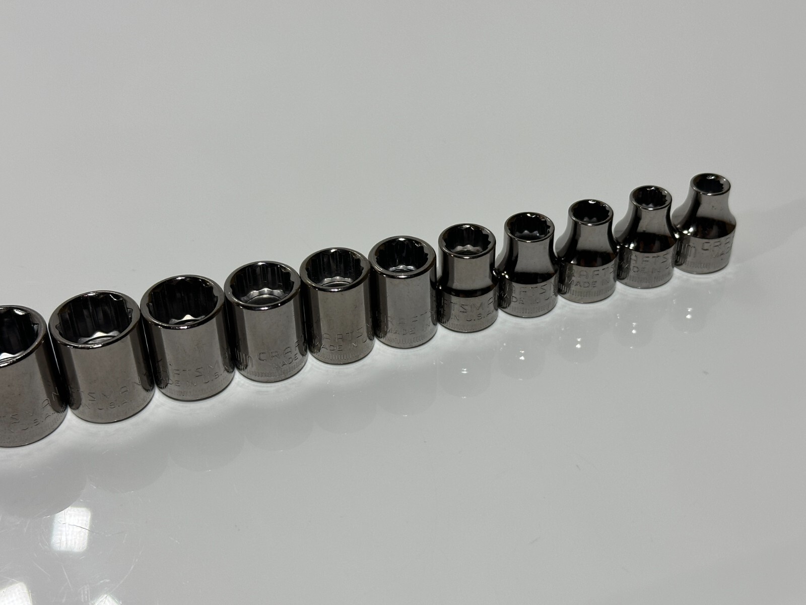 NOS Craftsman USA 15pc Metric 6mm to 21mm Shallow Socket Set – 3/8″ Drive, 12 PT