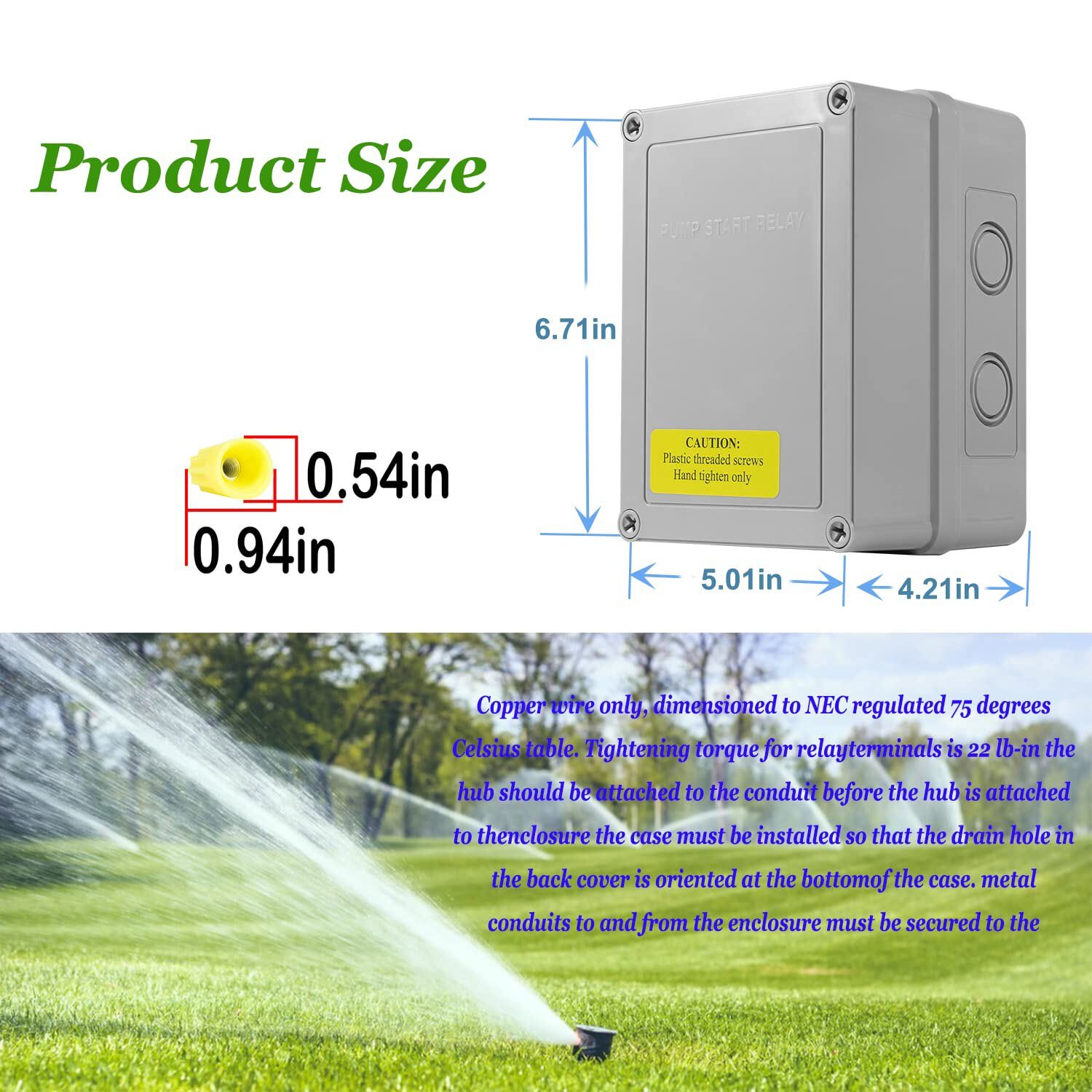 1522 Pump Start Relay Fit Irrigation Systems w Housing 3HP 110V/220V 24V Coil