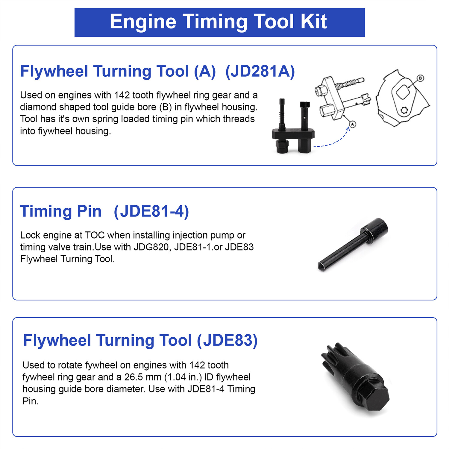 Engine Timing Tool fits John Deere ALT JT07223A ,JDE83,JDE81-1,JD281A