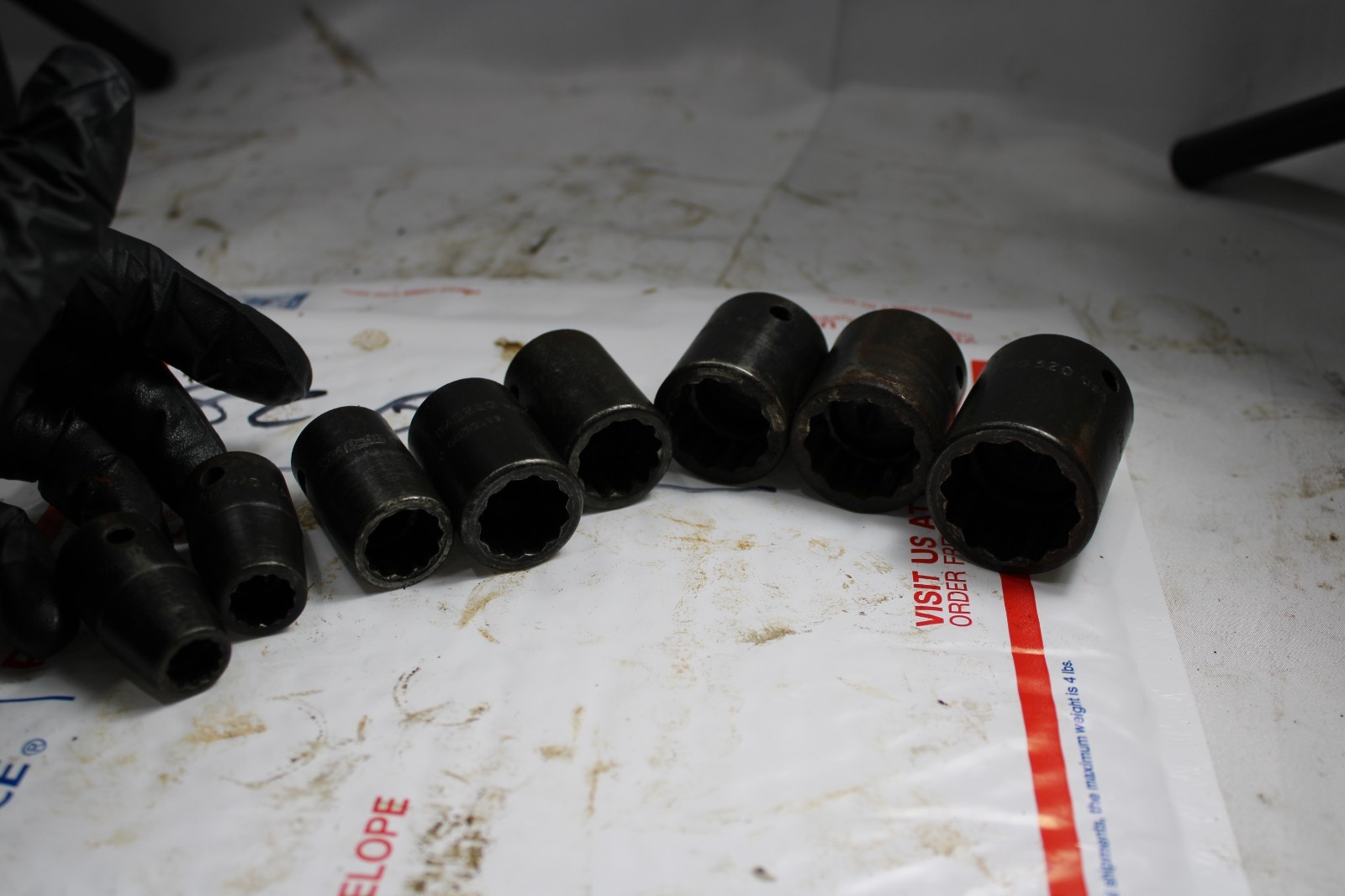 Snap On 8Pc 1/2 Dr 12 Pt Shallow SAE Impact Socket Set 313IMD 3/8-1in