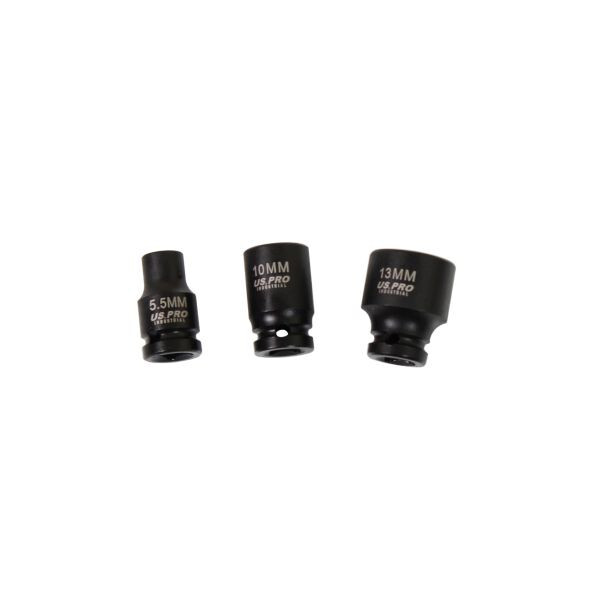 US PRO-industrial 14pc 1/4″ dr 6pt Shallow Impact Sockets Set On Rail NEW 1429