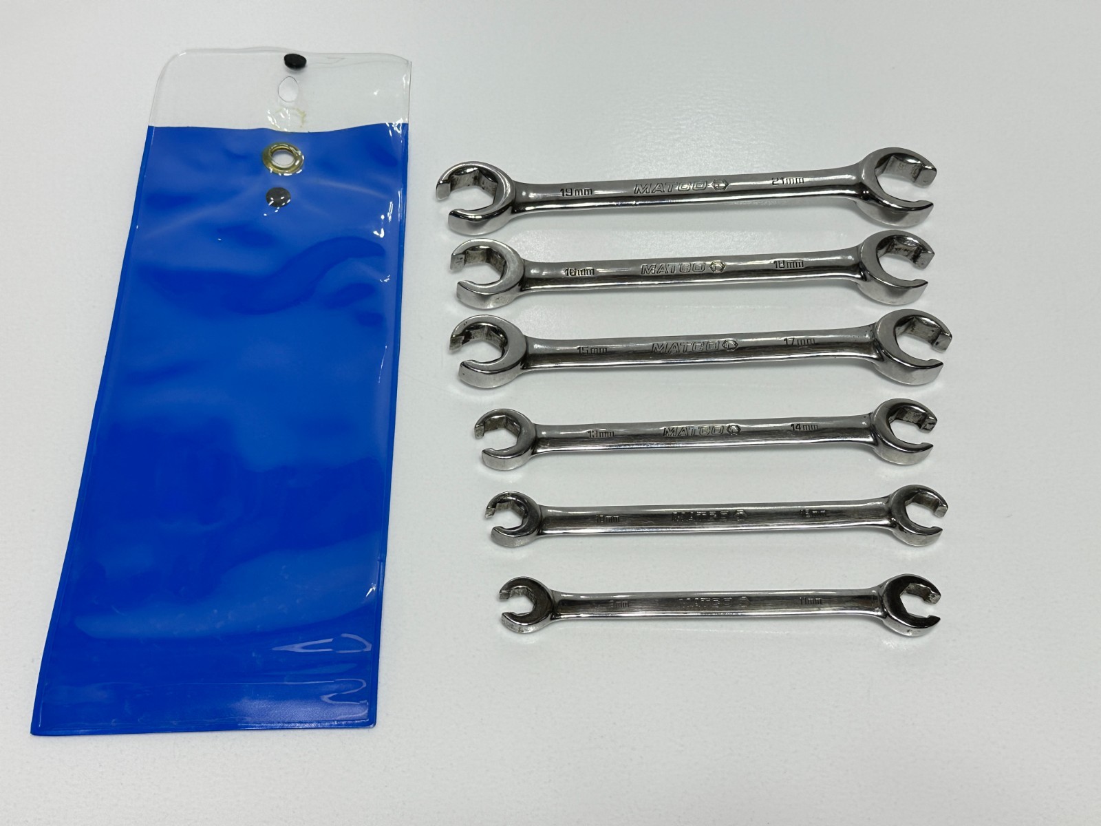 Matco Tools USA Made 6pc Metric 9mm-21mm Flare Nut Line Wrench Set in Pouch Bag