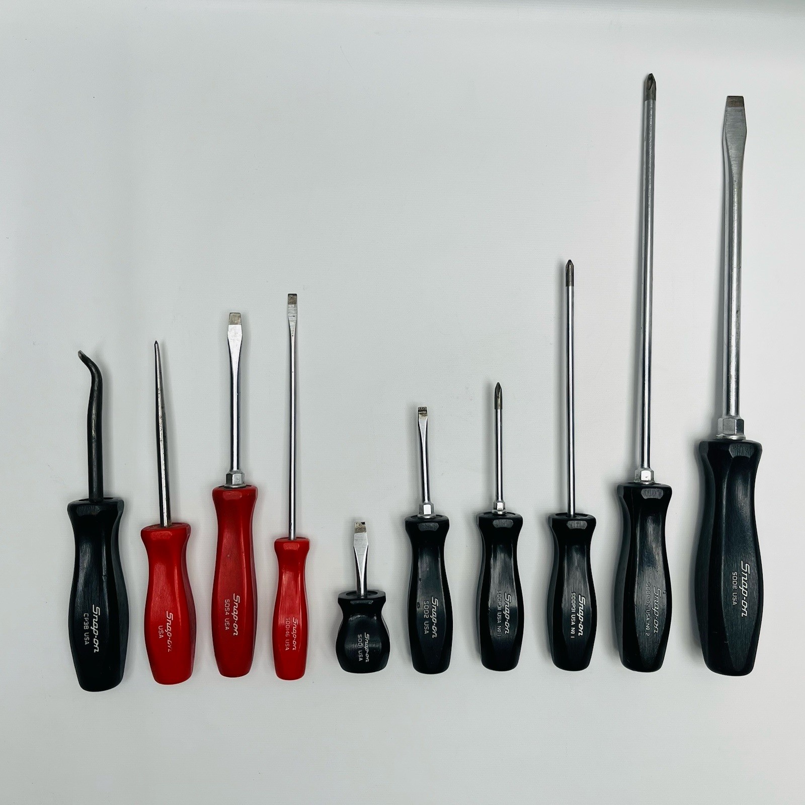 Snap On Lot Of 10 Tools, Screwdrivers, Cotter Pin Puller & Scratch awl