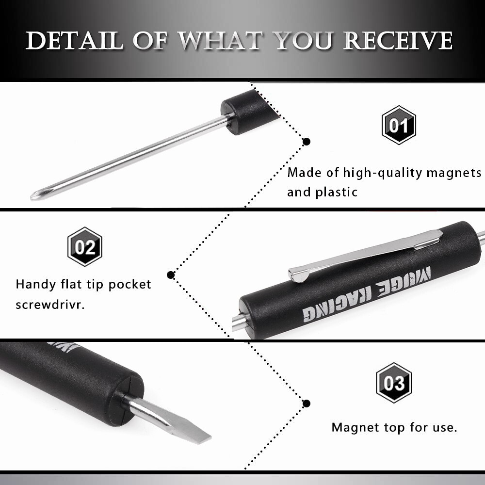 Mini Pocket Screwdriver Flat Tip w/ Magnet and Clip Phillips Slotted Flat 10PCS