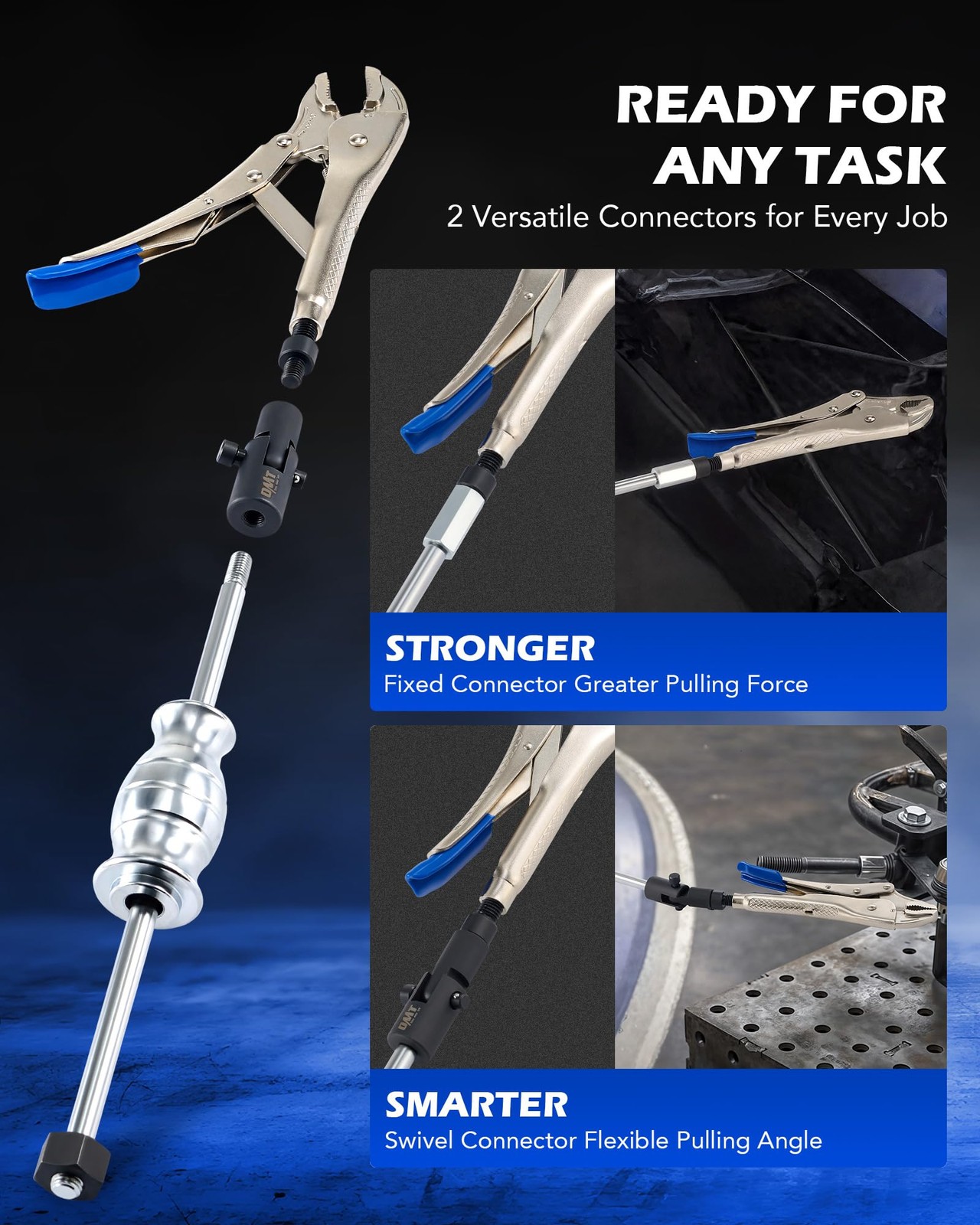 Orion Motor Tech Vise Grip Slide Hammer, 9.8 in Locking Pliers 2 lb Blue