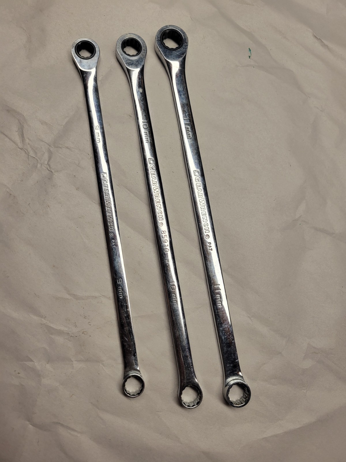 Gearwrench 8mm,9mm,10mm 11mm LX-Ratcheting Gearbox Wrenches VG PLUS COND 4pc