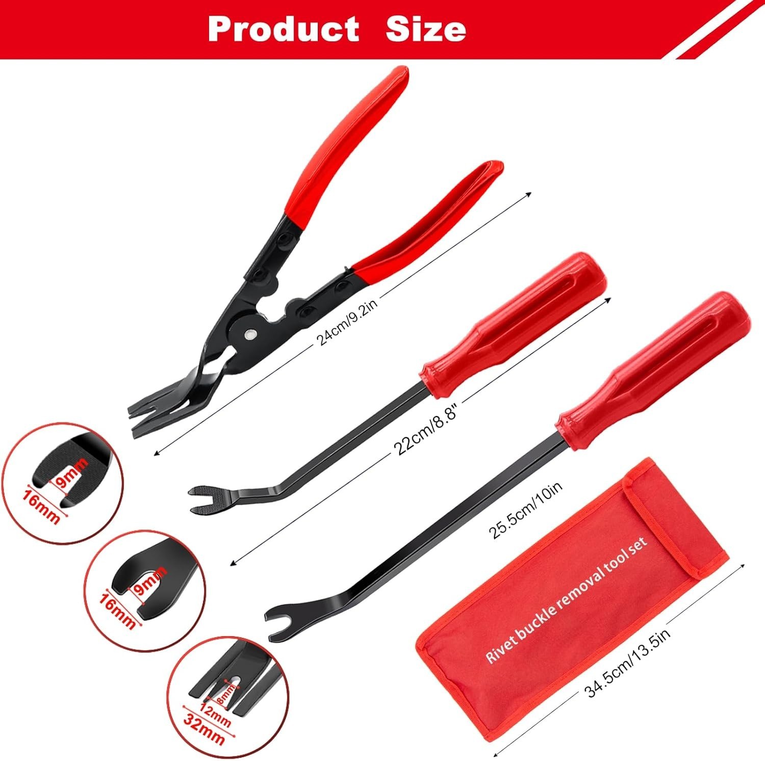3-Piece Ergonomic Clip Remover Tool Set for Automotive & Bike Maintenance