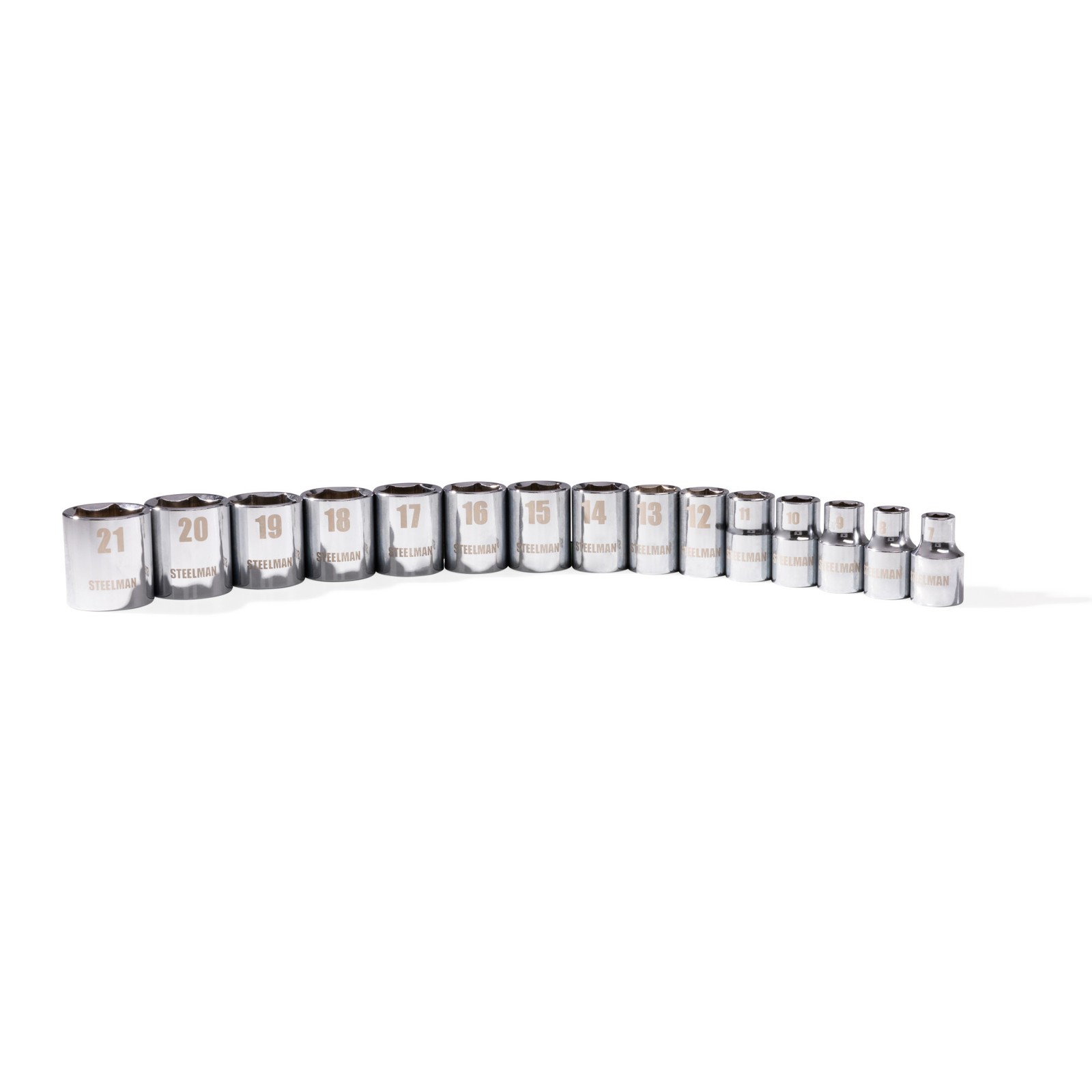 Steelman Pro 6-Pt Metric 15 Piece Socket Set / Storage Rail, 3/8 in. Drive 78523