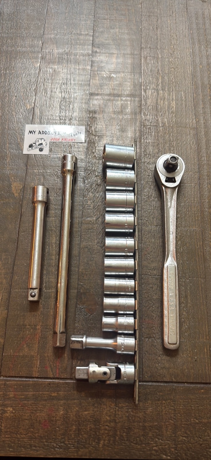 Craftsman 1/2” drive set ratchet, socket set, extensions, and swivel some are -v