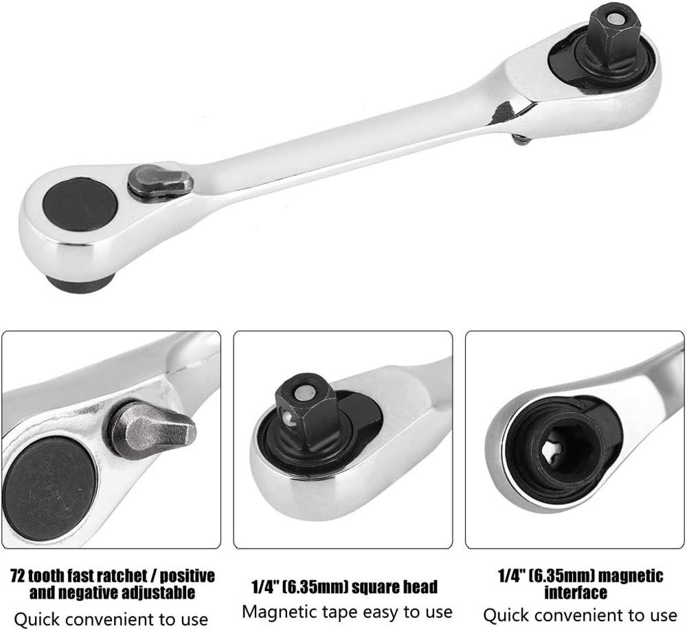 Mini Ratchet Wrench Double Ended Quick Socket Screwdriver Hex Torque Tool Hand