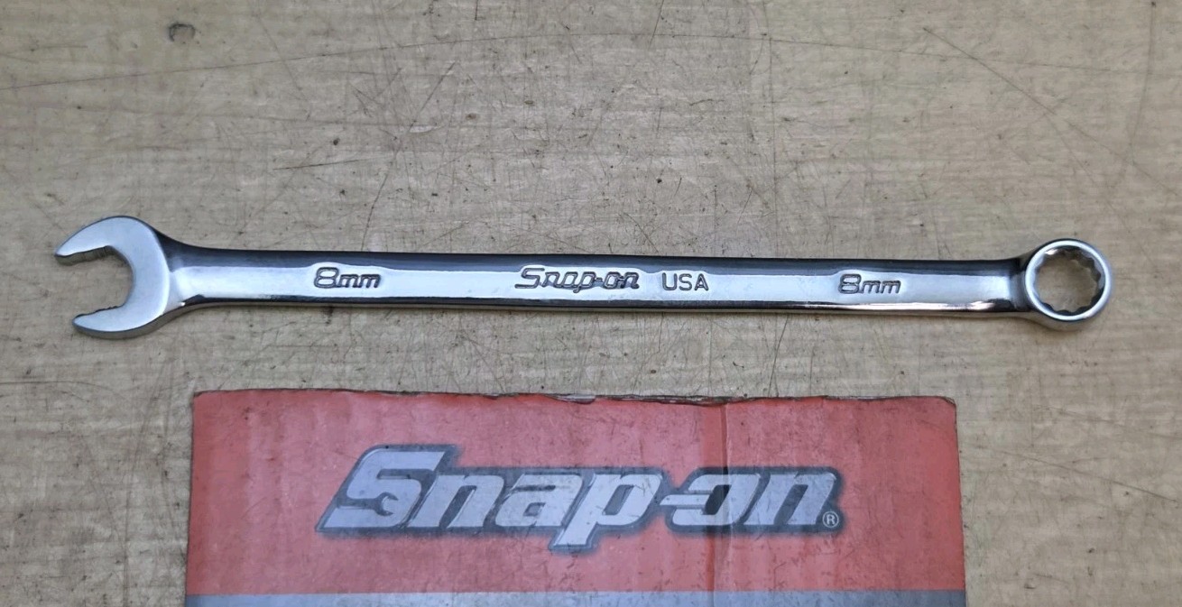New Snap On SOEXM8- 8mm Flank Drive Plus 12Pt Standard Handle Combination Wrench