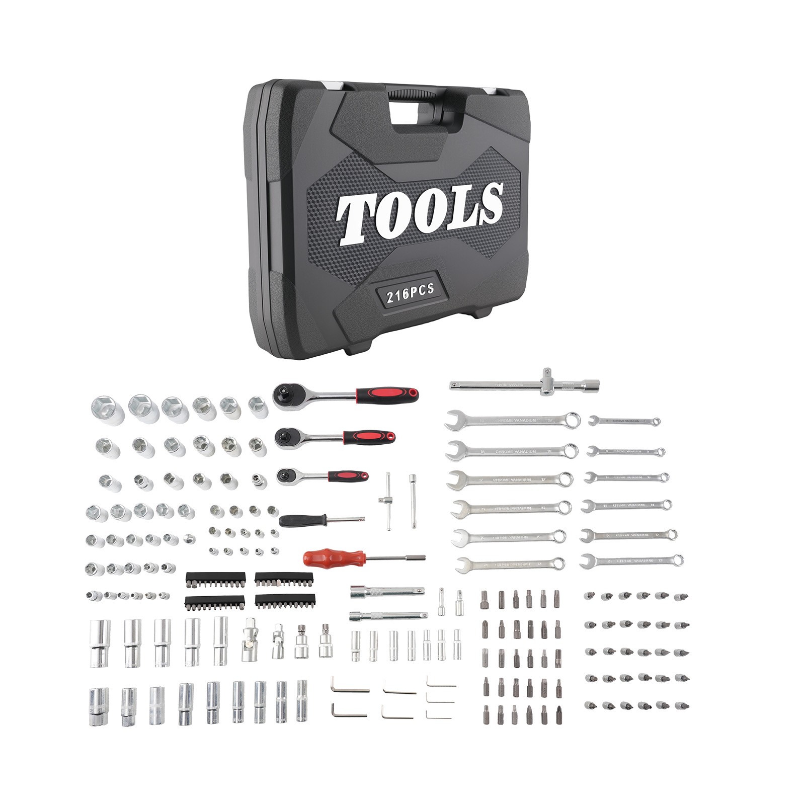 216PCS Mechanic Socket Tool Set Ratchet Wrench Drive Kit w/Blow Case