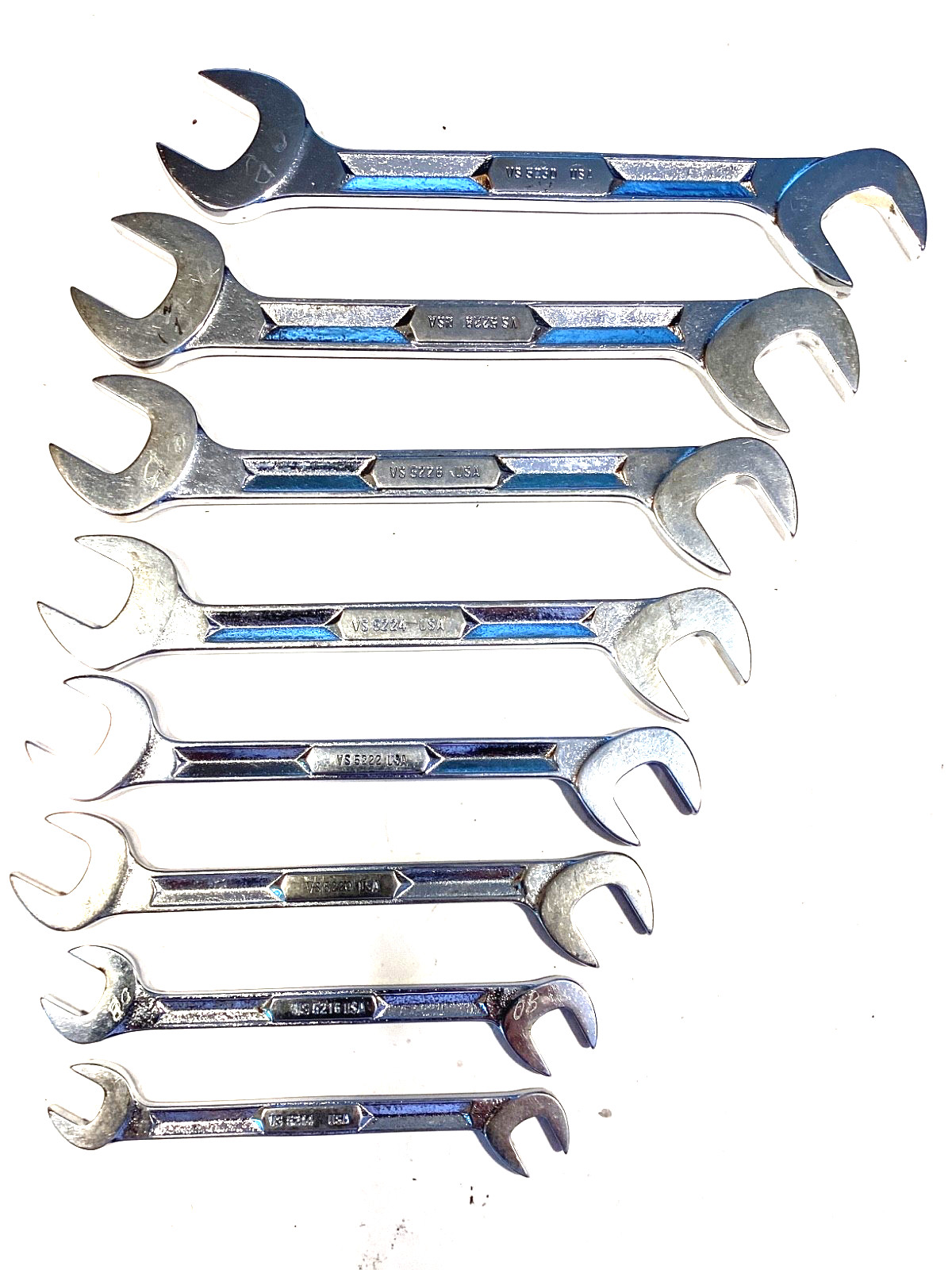 Snap On Tools USA 8 Piece 4 Way Angle Head Open End Wrench Set 7/16” To 15/16”