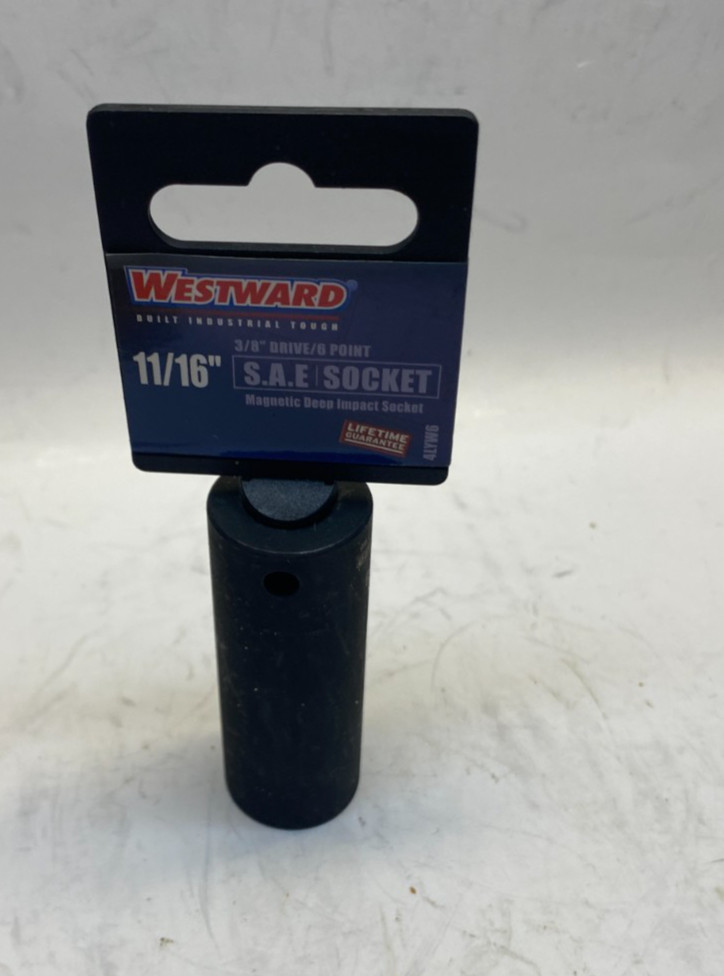 WESTWARD 11/16″ Magnetic Deep Impact Socket – 3/8″ Drive – 6 Point – Black Oxide