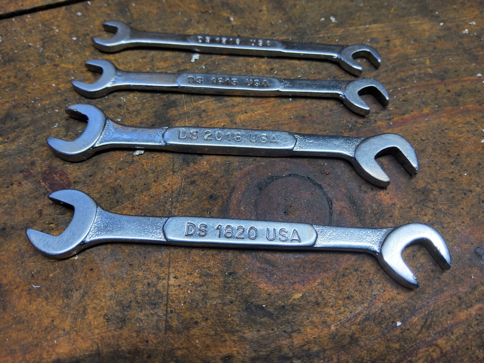 Snap On 4-piece DS-series 4-way Angle Open-End Midget Ignition Wrench Set USA