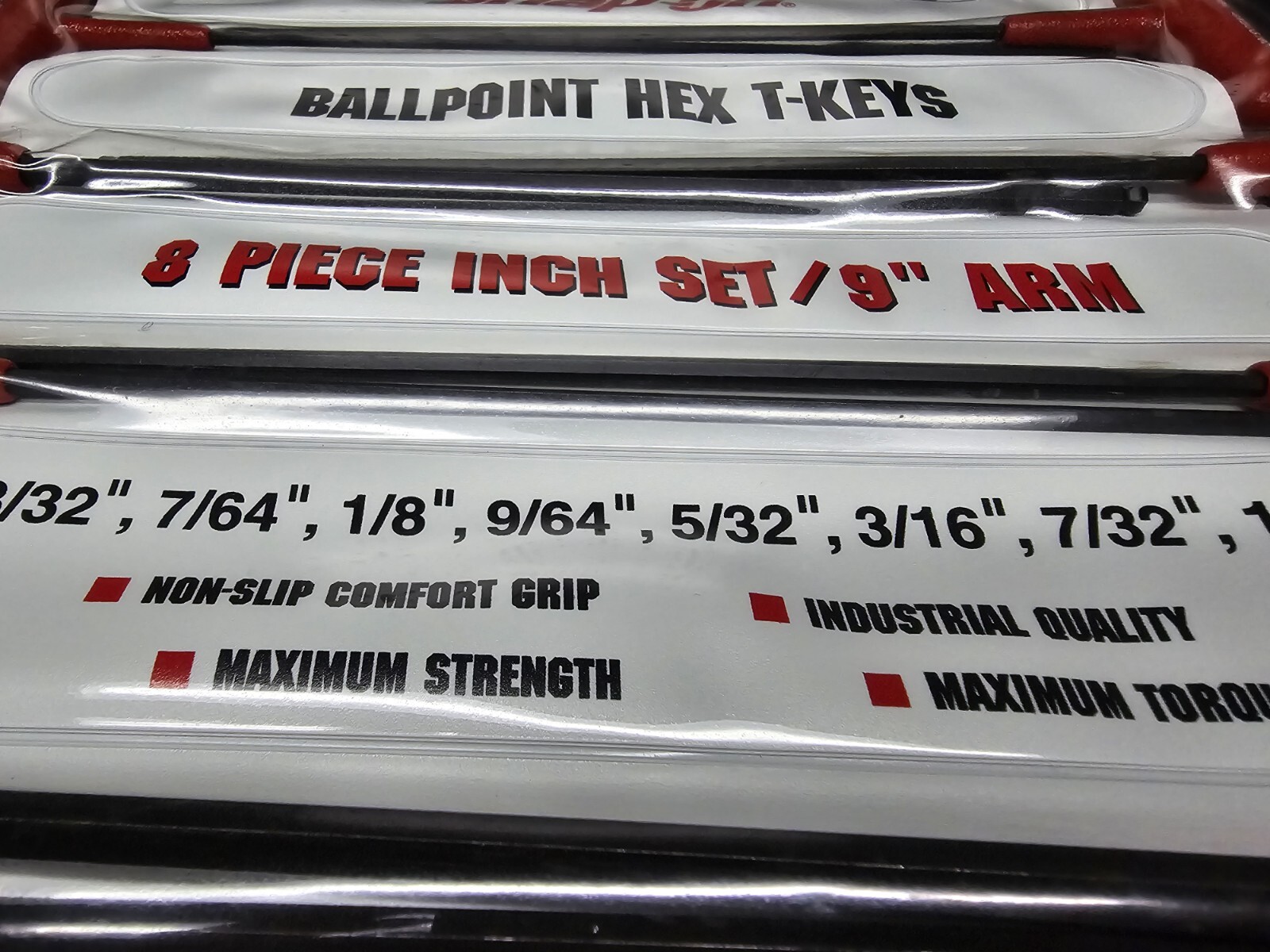 Snap-on Tools USA NEW 8pc SAE Soft Grip T-Handle Ball Hex Wrench Set AWBCG1600