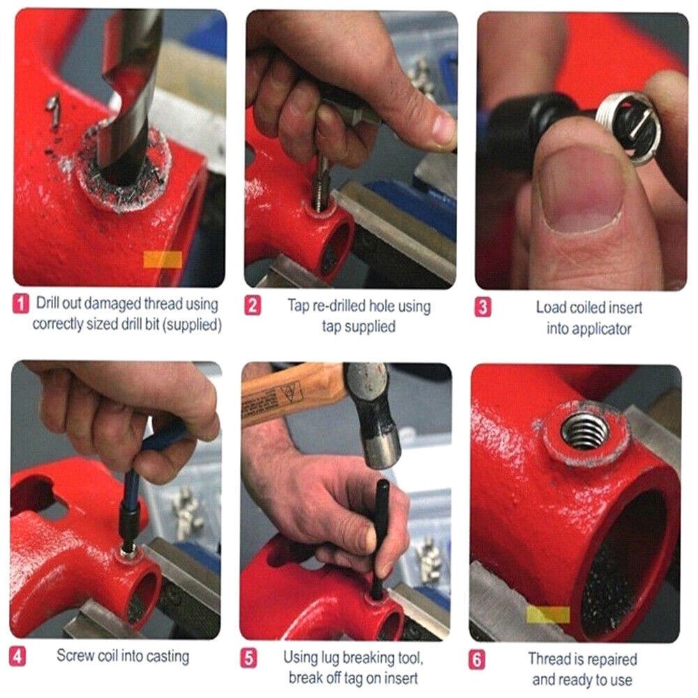 15PC M8 x 1.25 Metric Thread Repair Install Tool Insert Kit M8 Helicoil Coil US